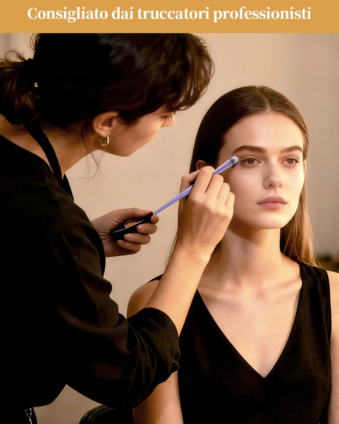 EIGSHOW Set di 5 pennelli da trucco con setole infuse agli ioni d'argento, pennelli da trucco professionali essenziali per il viso completo, per cipria, fondotinta, ombretto, eyeliner, correttore