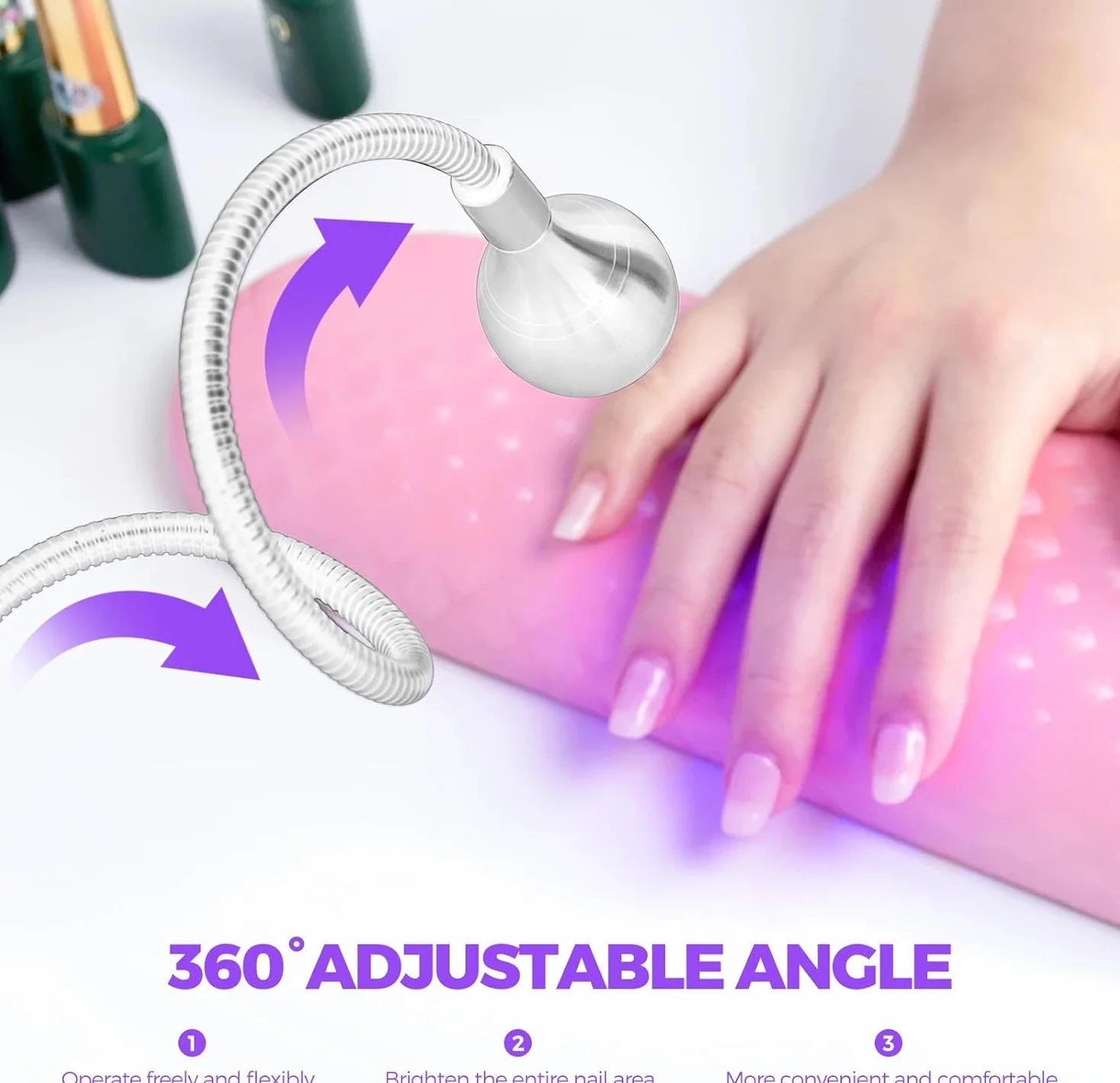 Lampada UV Led Unghie, 5W Mini Essiccatore per Unghie UV per unghie in gel lampada per colla ultravioletta professionale americana con testa rotante a 360 gradi per manicure a dita asciutte
