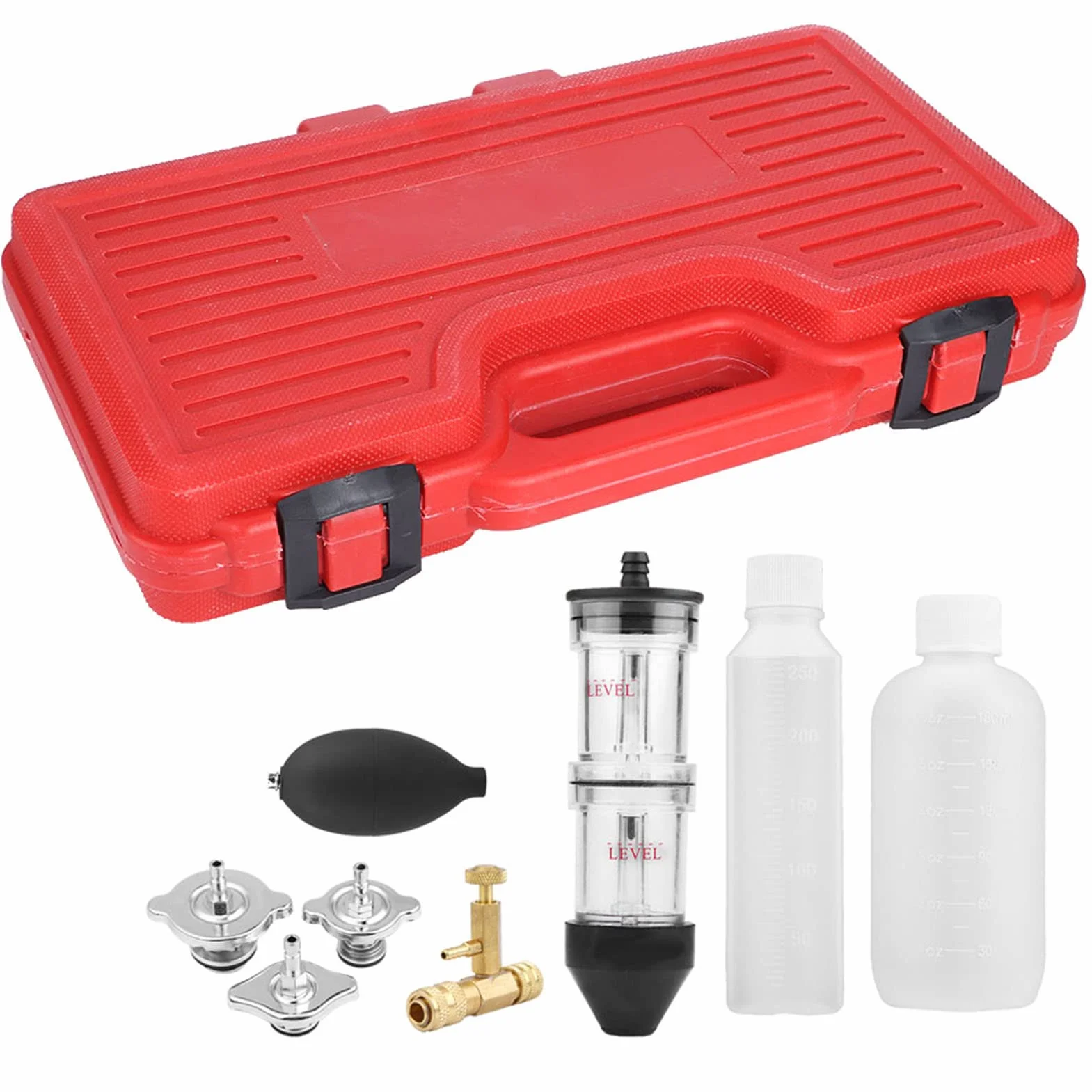 Tester della guarnizione del cilindro, tester del rilevatore di perdite della guarnizione della testata del cilindro CO2 con 3 adattatori a baionetta Kit calibro Strumento automatico