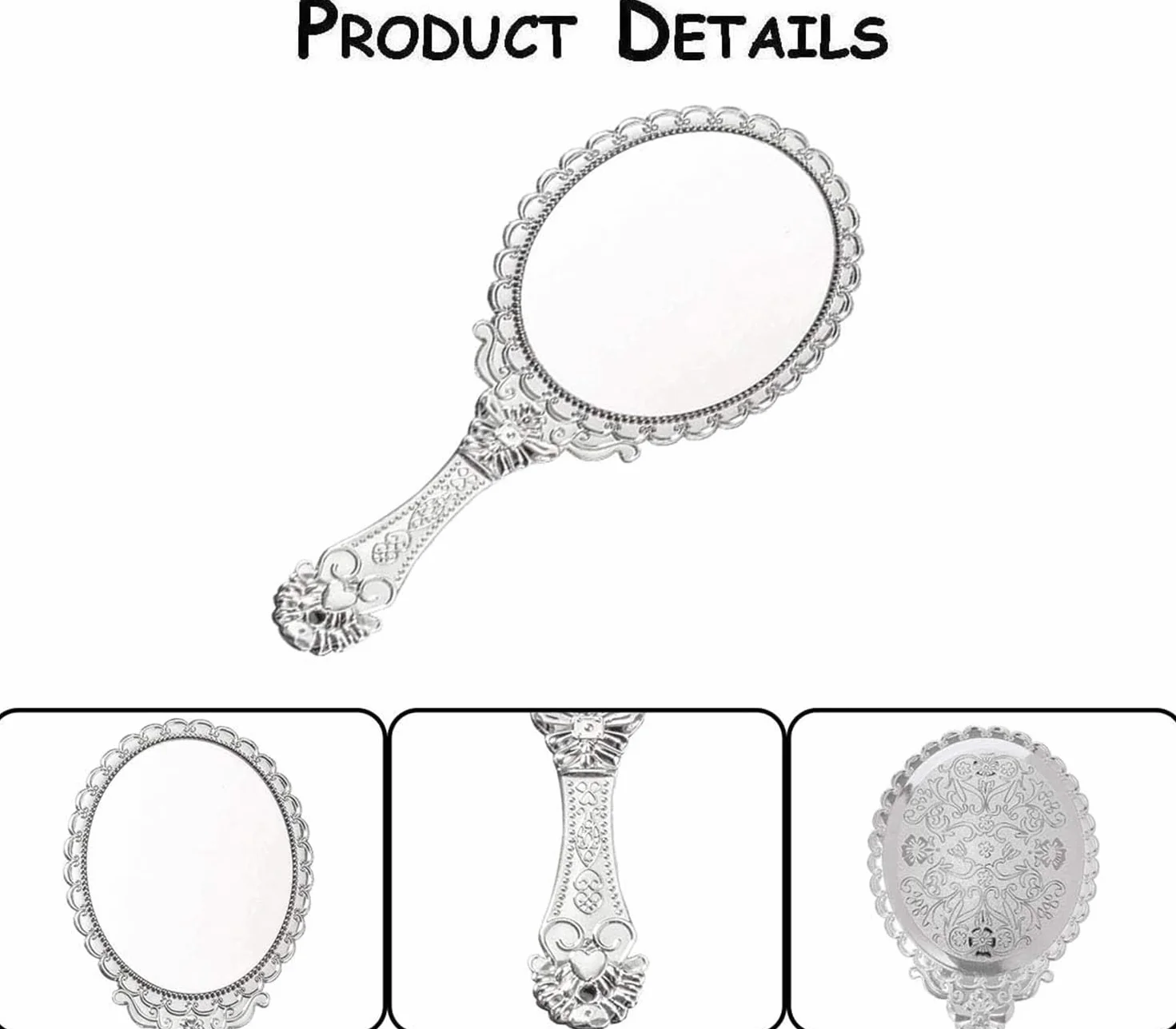 Specchio a mano retrò per parrucchiere accessori trucco argento