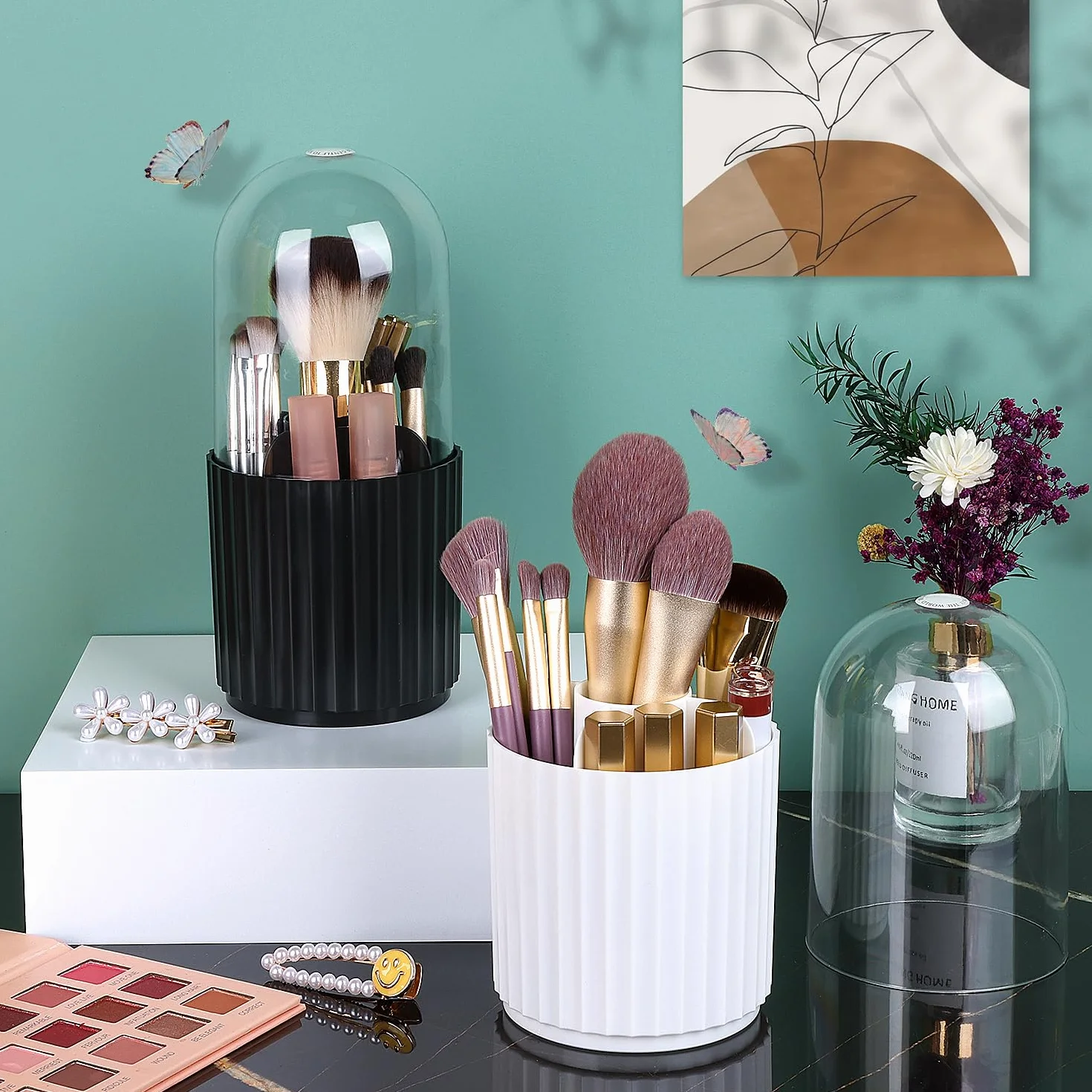 JessLab Trucco Pennello Titolare Organizzatore 360 Gradi Rotabile Cosmetici Stoccaggio Cassetto Bagno