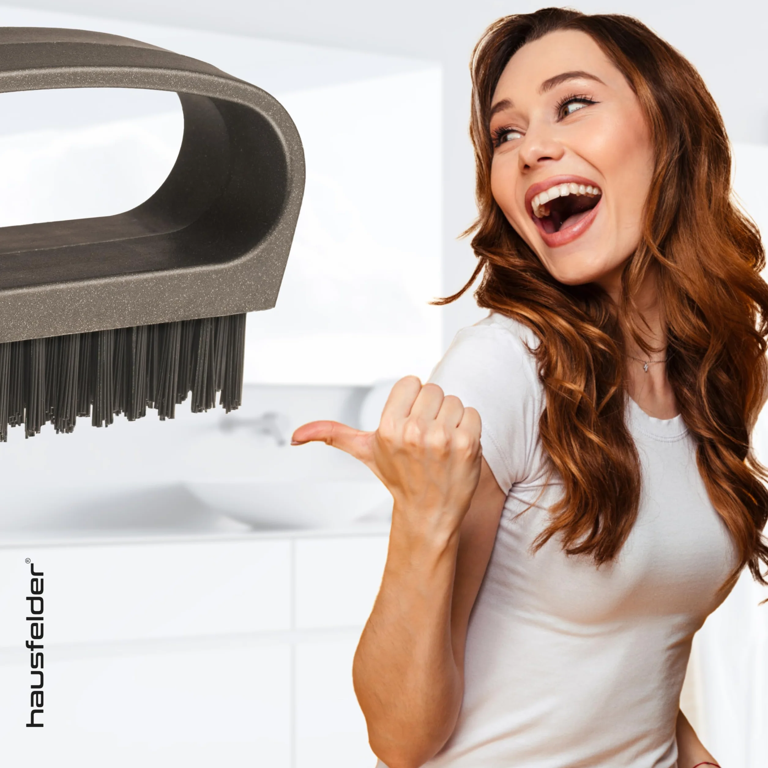 Hausfelder Set 4 spazzole unghie con manico nero antracite