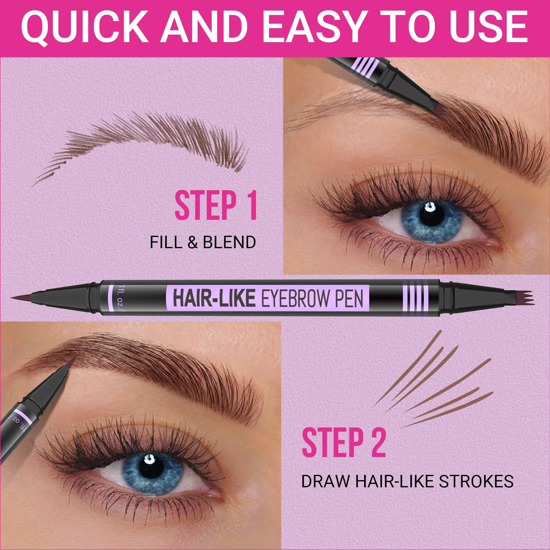 iMethod Microblading Matita per sopracciglia – Eyebrow Pencil Dual Ended 2 in 1 Matita per sopracciglia con 4 micro punte e punta precisa del pennello per creare sopracciglia naturali, marrone scuro