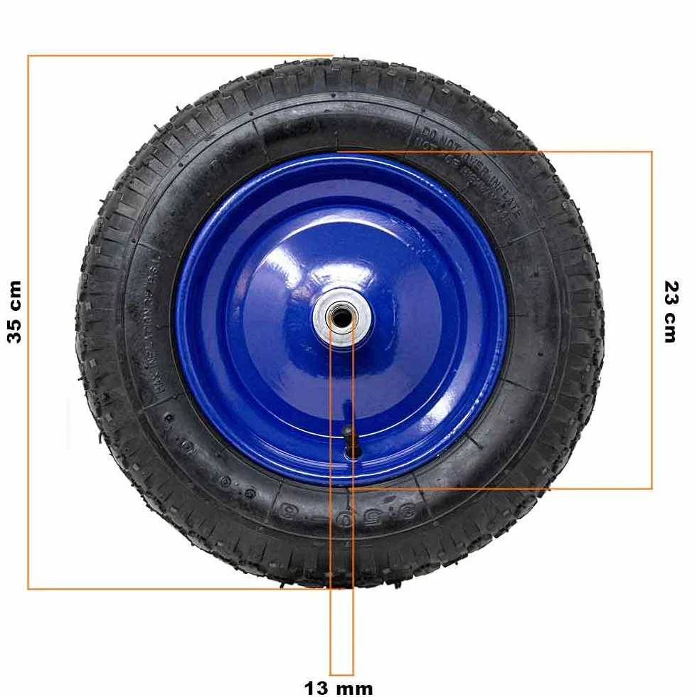 Ruota Pneumatica per Carriola 3.50-8 Gomma 4 Strati Cerchio Acciaio Asse 170mm