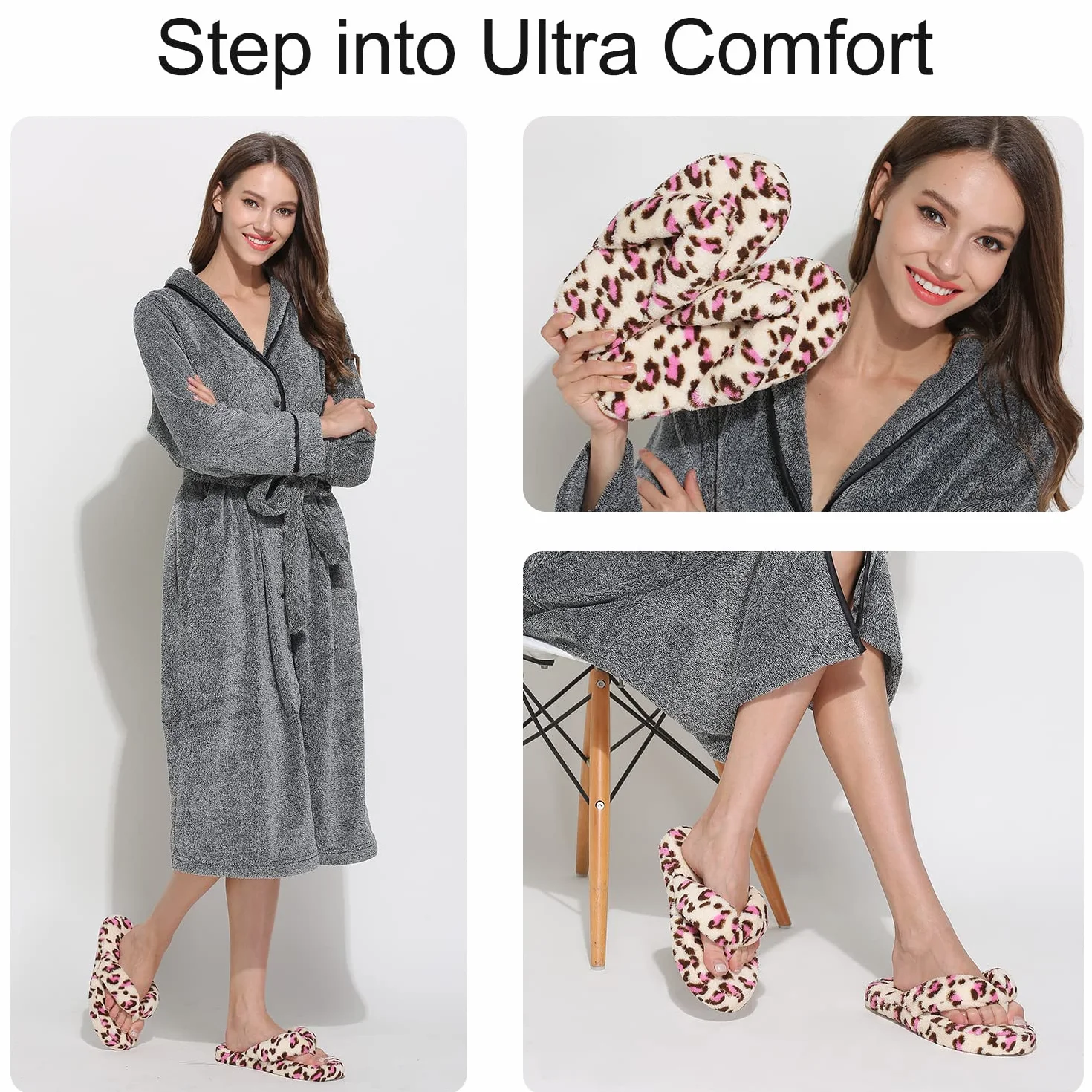 Pantofole da donna in pile corallo infradito da casa