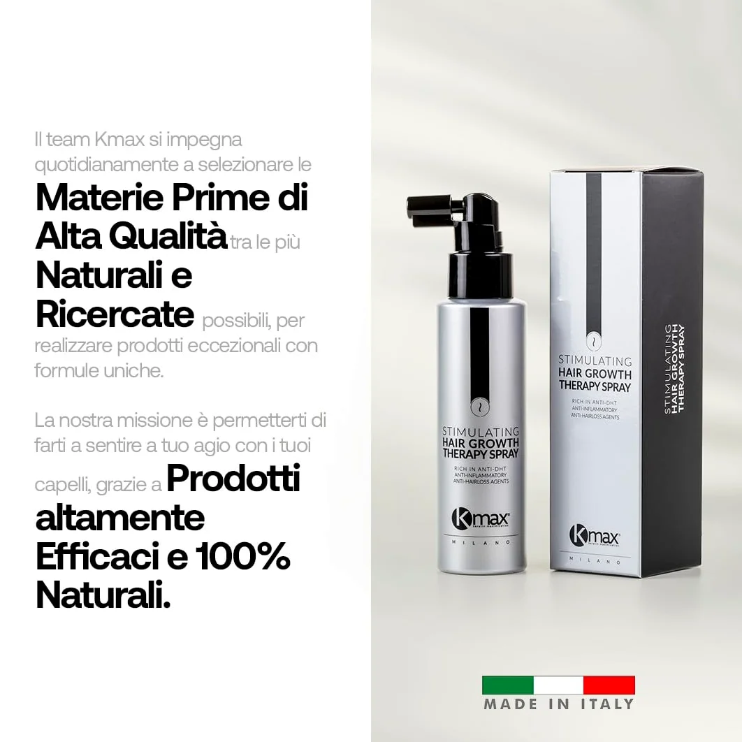 Kmax Stimulating Hair Growth Therapy Spray - Ricrescita Uomo e Donna con Azione Anti DHT, Lozione Anticaduta Capelli - Formato da 100 ml