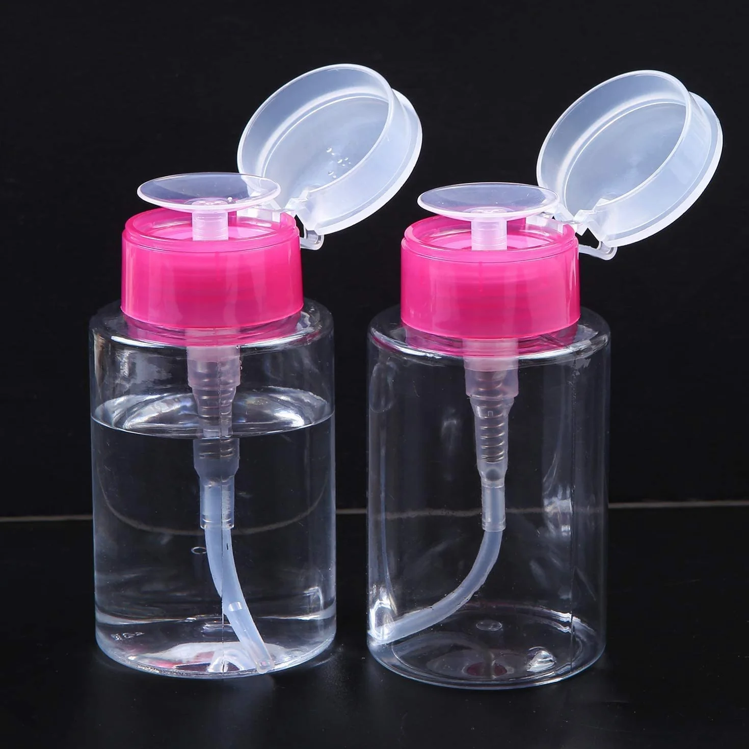 Dispenser con erogatore a pompa per solvente per unghie, flacone da 180 ml, da viaggio, vuoto, per solvente per unghie e struccante, strumento per nail art (confezione da 2)