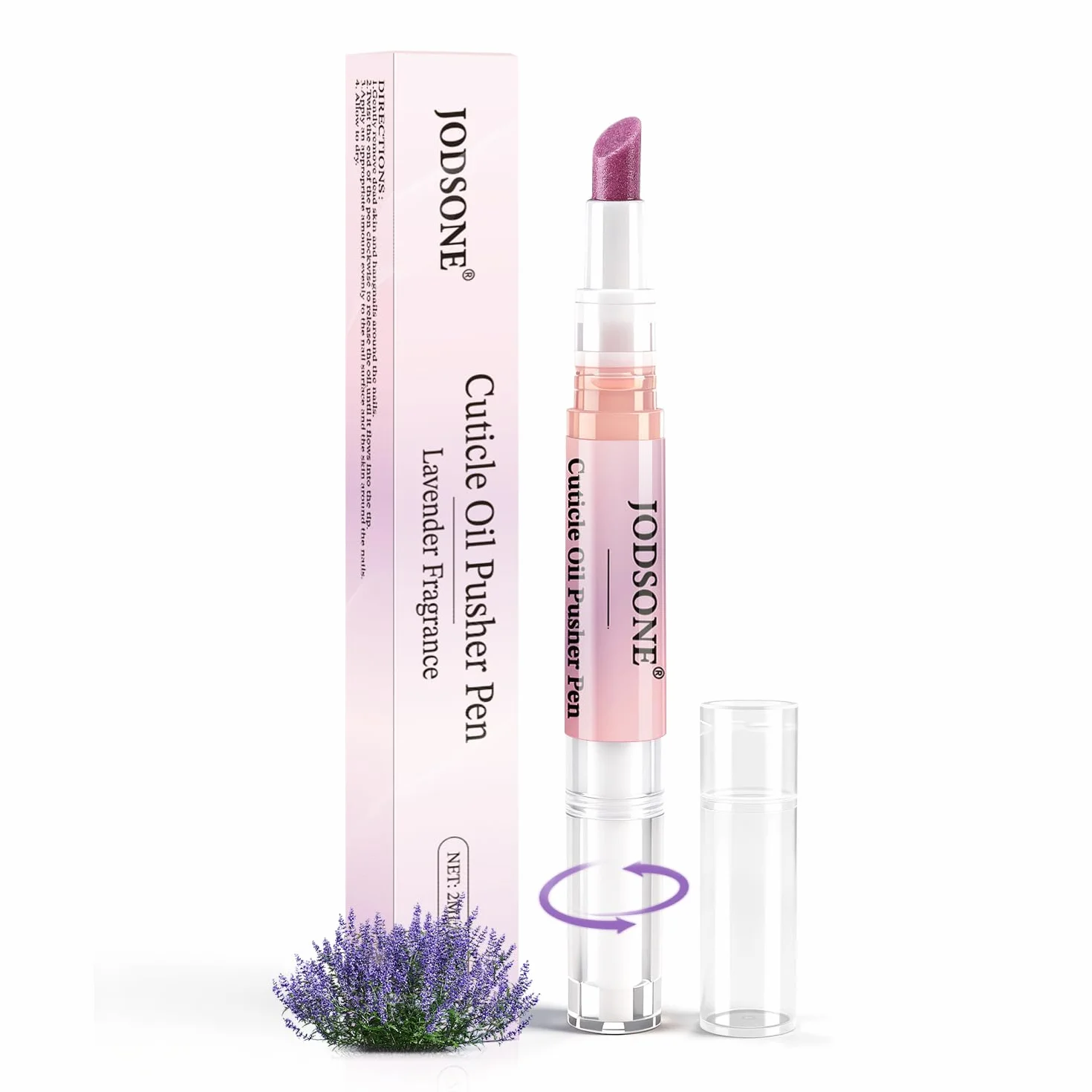 JODSONE Penna per Cuticole con Olio 2 ml, 2-in-1, Punta Inclinata 45°, Idrata, Rinforza, Lucentezza, Lavanda