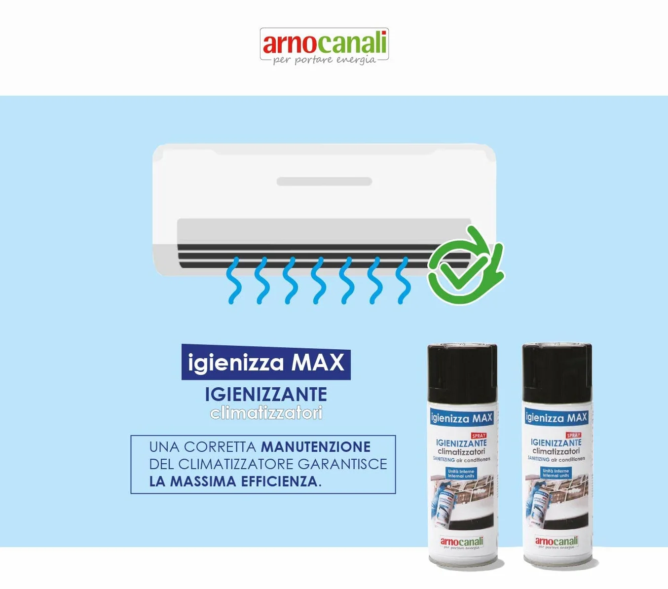Arnocanali NI400A Igienizzante Spray per Climatizzatori 400 Ml 2 Pezzi