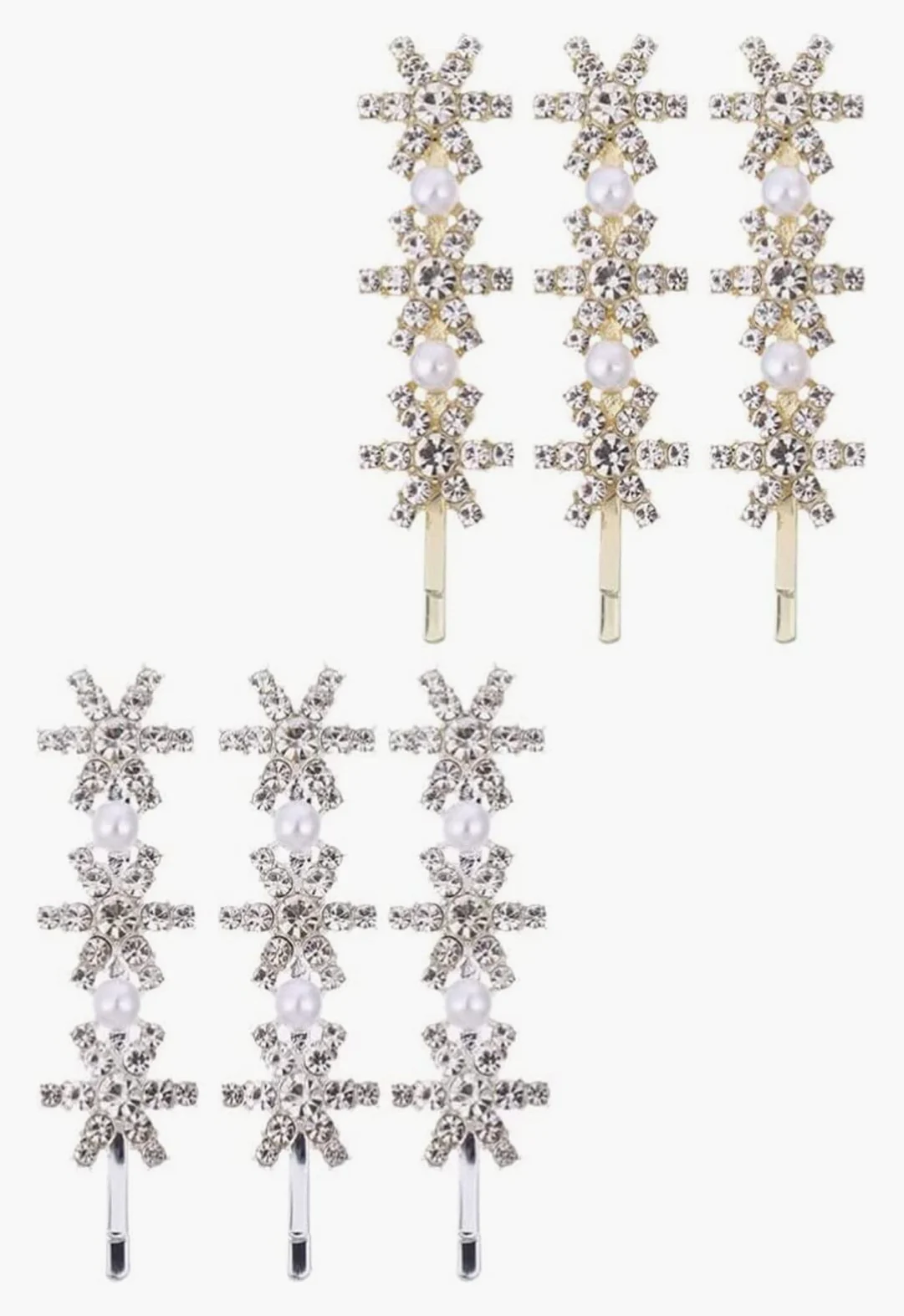 Accessori for capelli Sposa Pettine for capelli da sposa Fermagli for capelli in metallo 6 pezzi Fermagli for capelli con strass Lucido Natale Fiocco di neve Barrettes Perle di cristallo Copricapo da