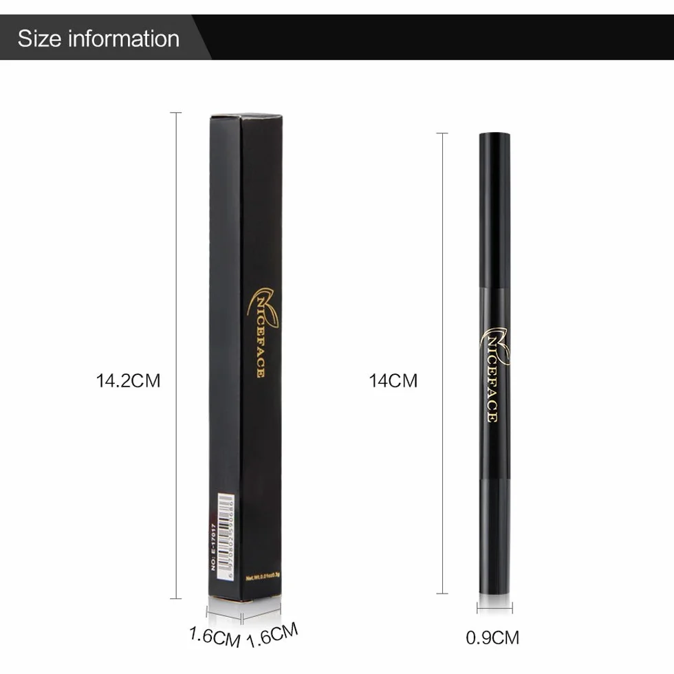 NICEFACE Sopracciglio Matita sopracciglia marrone scuro di precisione con doppia estremità (marrone scuro/Dark Brown # 2)