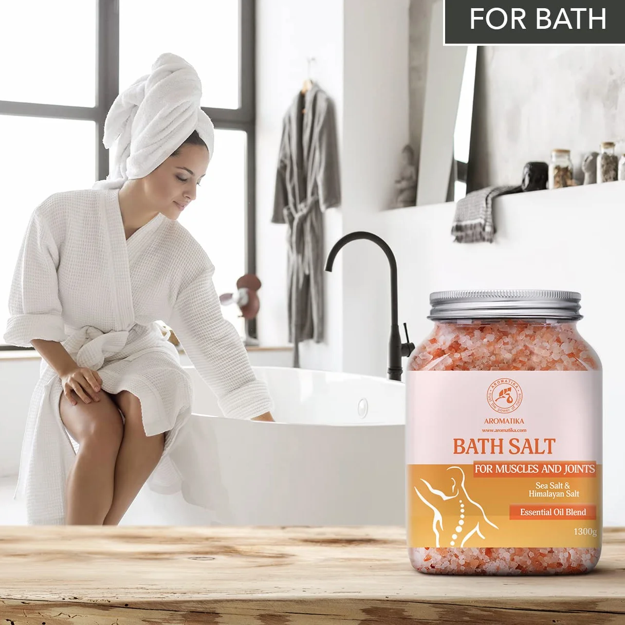 Sale Marino Muscolare & Articolare 1300g - Oli Essenziali Lavanda & Salvia & Rosmarino - 100% Naturali - Lenisce i Muscoli Stanchi Doloranti - Disintossica - per il Bagno - Rilassamento