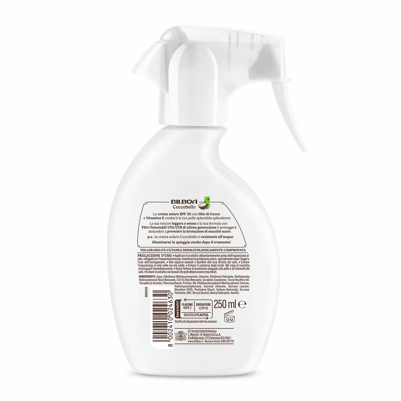Bilboa Coccobello Trigger Solare SPF 20 Olio di Cocco 200 ml