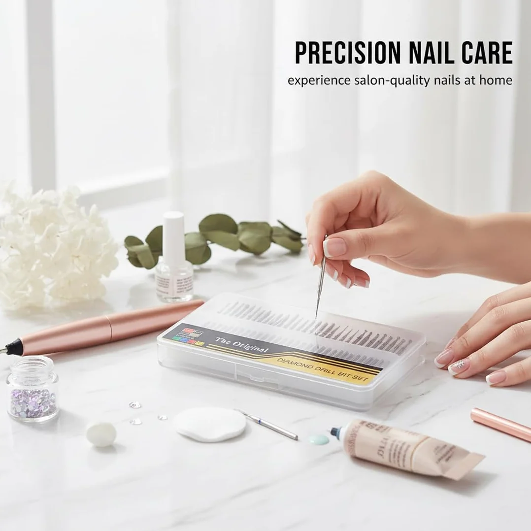 Punte Professionali per Fresa Unghie in Diamante 30 PCS Accessori Carburo di Tungsteno Manicure Pedicure