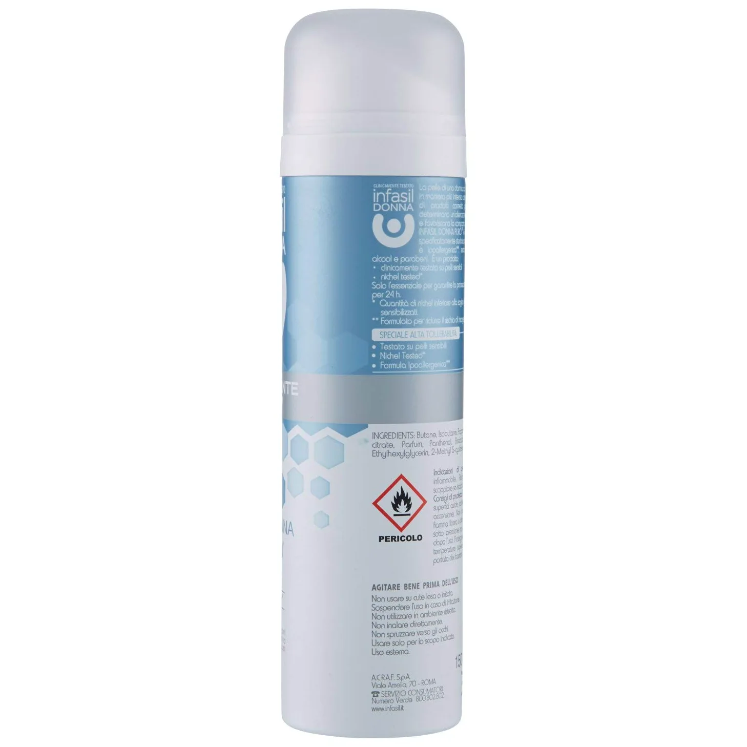 Infasil Deodorante Spray Donna Puro per Pelli Sensibili, Senza Sali di Alluminio e Senza Alcol, Nichel Tested, 150 ml (Confezione da 5)