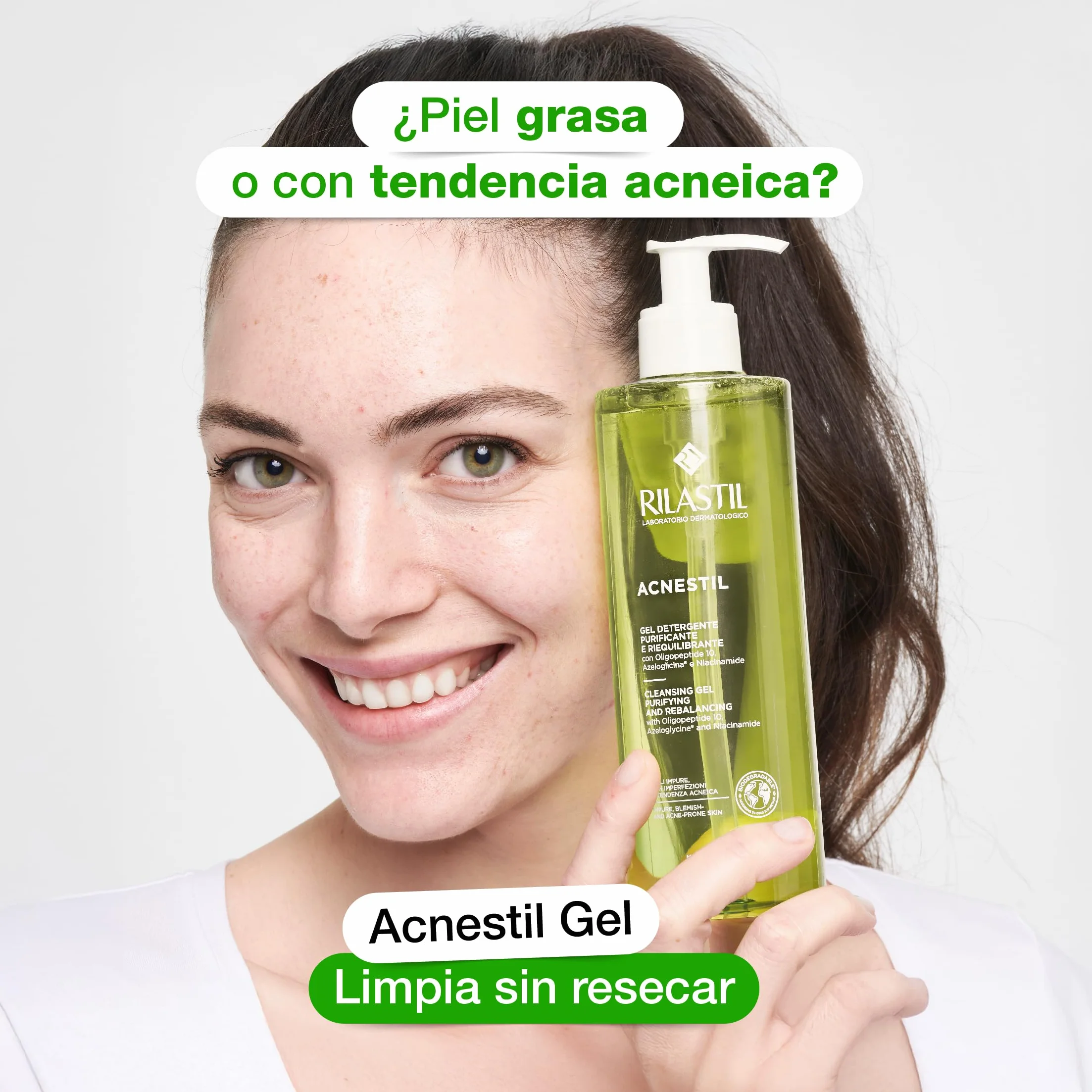 Rilastil Acnestil Gel Detergente Purificante e Riequilibrante per Pelli Miste Grasse con Tendenza Acneica Confezione