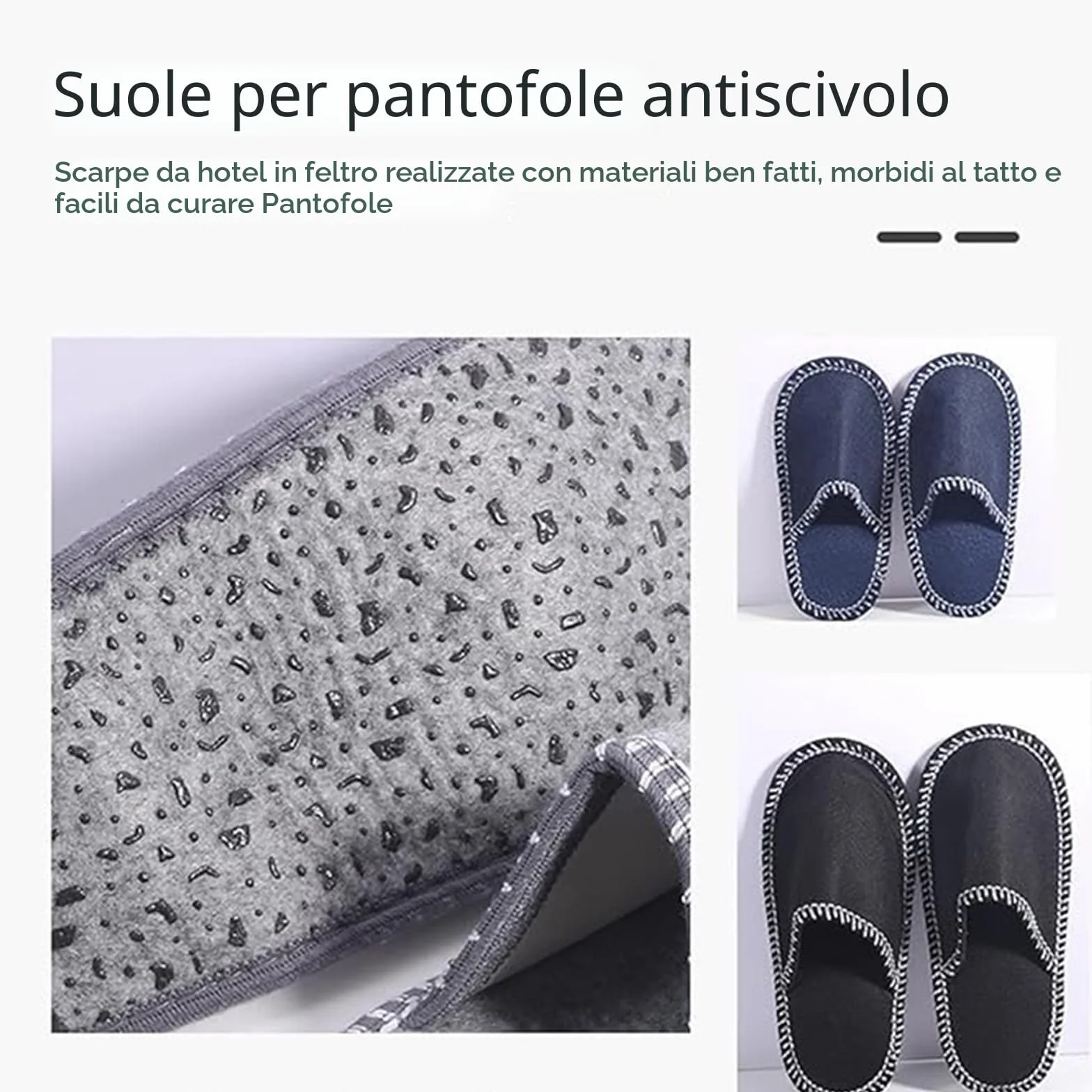 Pantofole in feltro antiscivolo per ospiti con sacca, taglia 36-45