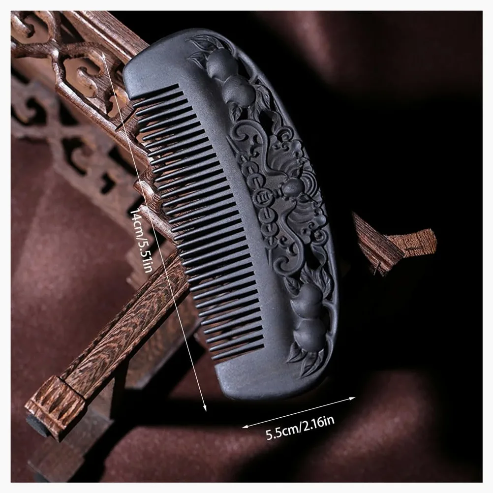 Pettine da Barbiere Pettine for Barba da Uomo da 5 Pollici Pettine for Capelli Lunghi in Legno Pettine for Doccia da Bagno Nero Adatto a Tutti i Tipi di Capelli Pettine per Capelli da Viaggio