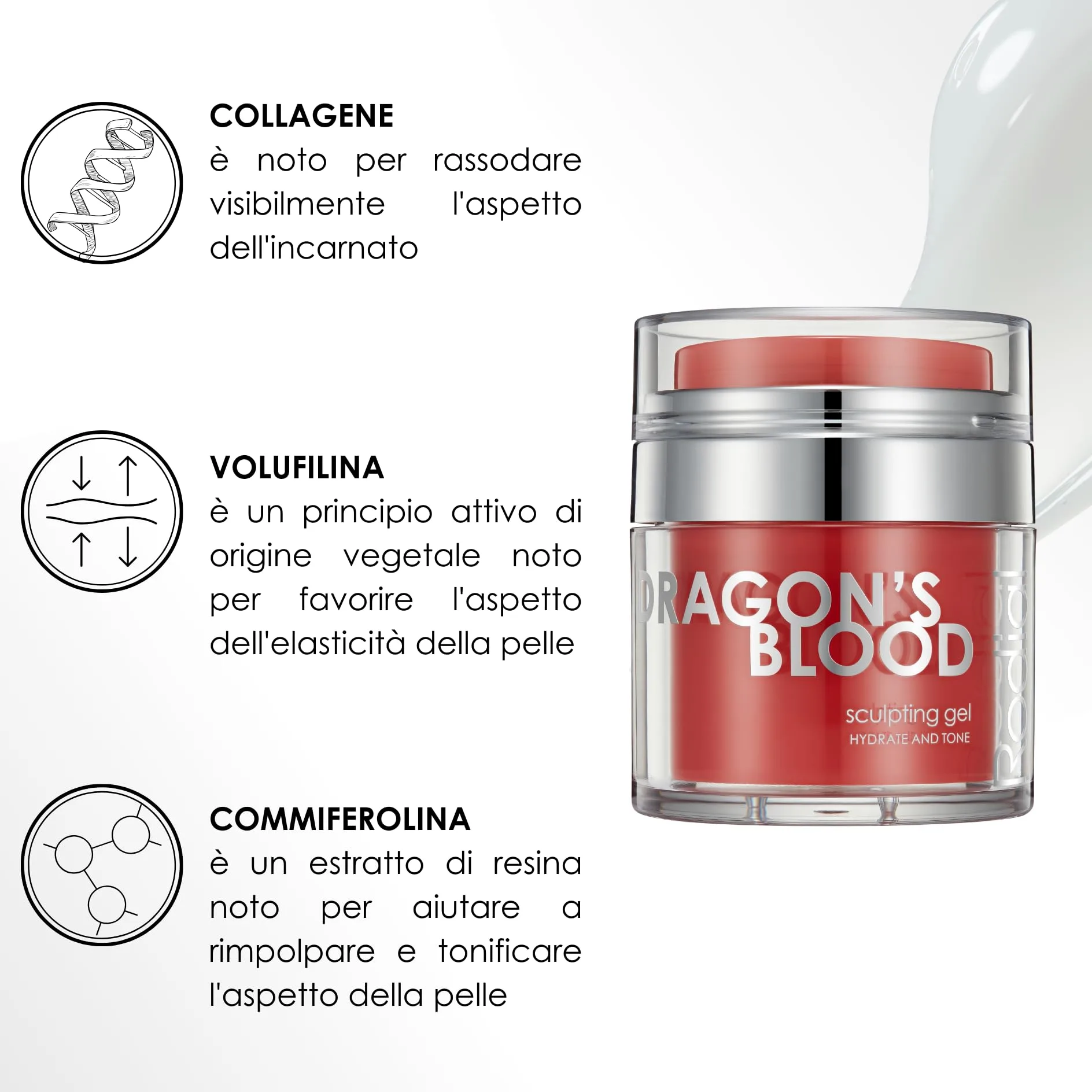 Rodial Dragon's Blood Sculpting Gel 50 ml - Crema Viso Rinfrescante ad Azione Tripla per una Pelle più Tonica, Compatta e Levigata - Formula Rinfrescante Gel/Crema ad Alta Idratazione