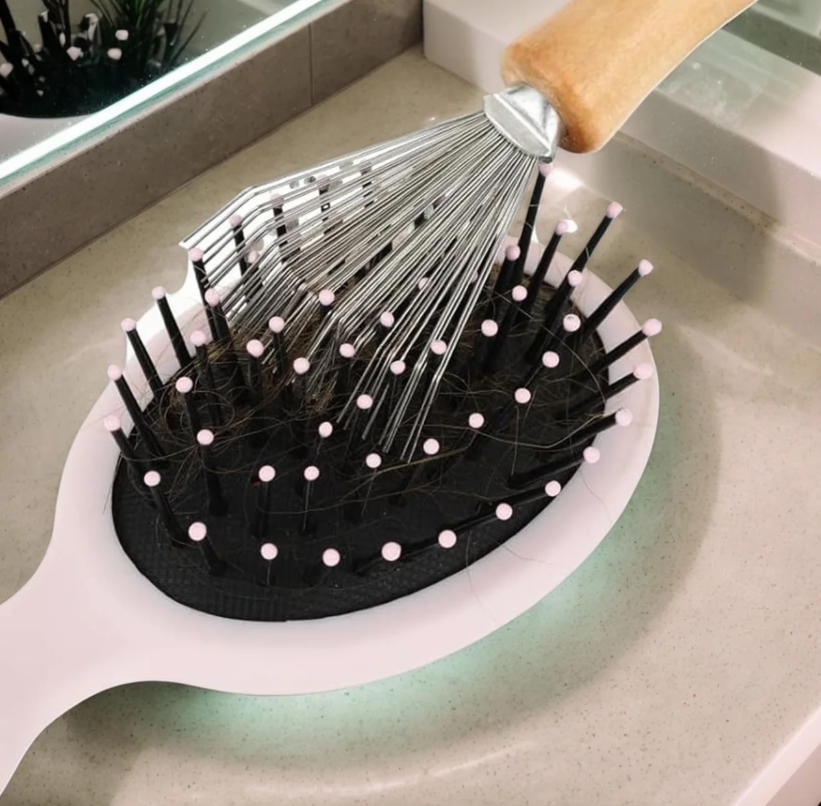 Spazzola per Capelli Pettine di Pulizia 4 Pezzi Mini Strumento Rimuovere Capelli Polvere Sporco