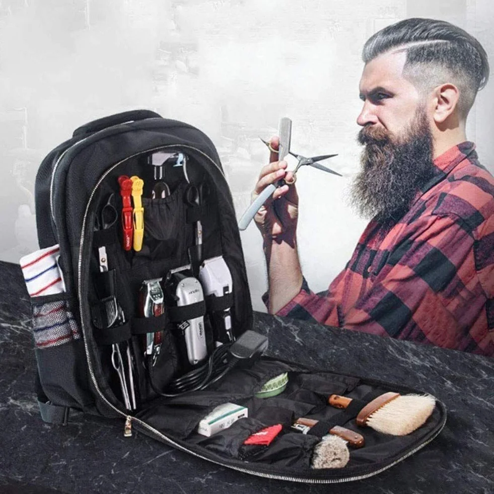 Zaino da barbiere Strumento multifunzionale per parrucchiere Borsa da viaggio per attrezzi da trucco Organizer per forbici Clippers, portatile
