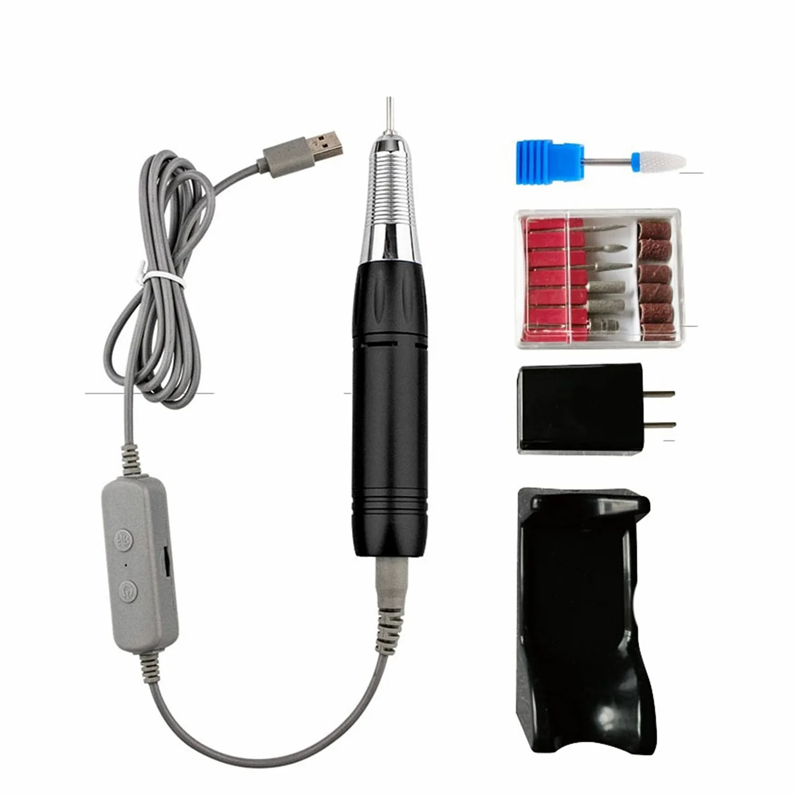Trapano per Unghie Electric 20000. RPM. Macchina per Unghie per Trapano a Penna 5W Facile trasportare Portatile per Uso Domestico 500 0RPM 5. Colori USB Cavo Mini(Noir)
