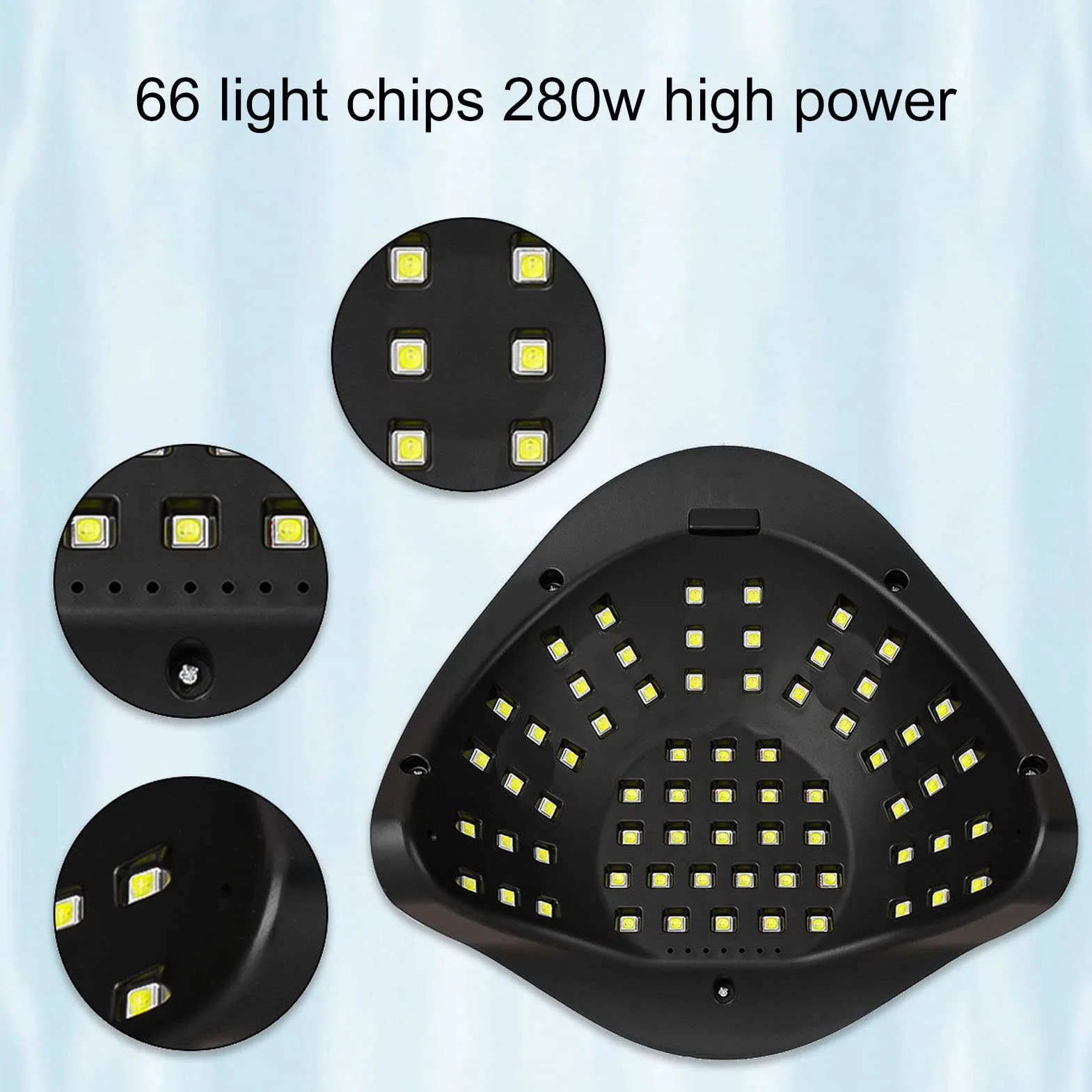 Lampada per Unghie Portatile UV LED 280W Luce Lucidante per Gel Ad Asciugatura Rapida, Lampada per Unghie con Luce per Asciuga Unghie con Chip 66 Luci
