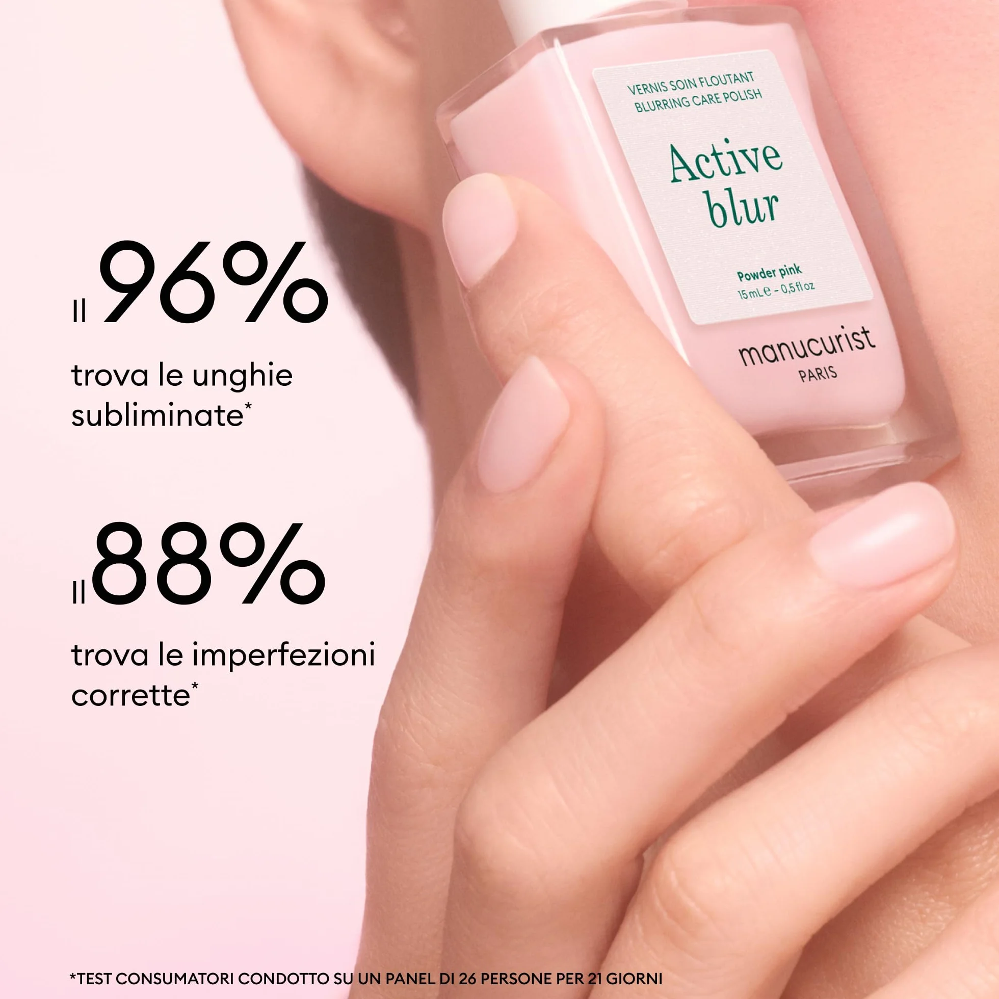 Manucurist Active Blur™ Smalto Rinforzante Unghie Fragili Effetto Blur Trasparente Rosa Cipria Opaco Smalti per Nails Senza Lampada Nails Care Ingredienti Naturale Vegan
