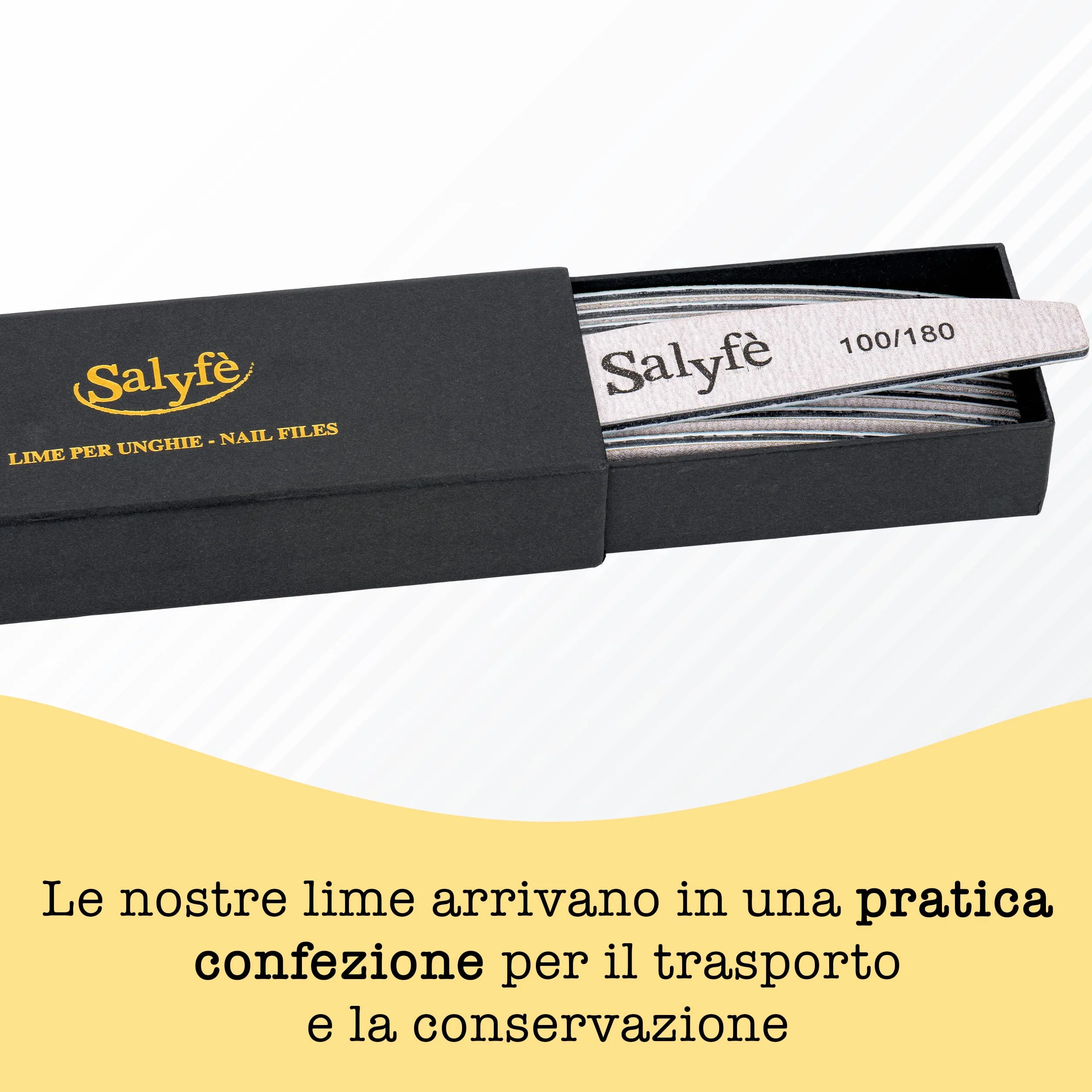 Lime Unghie Salyfè | Lima Unghie Professionale | Lavabile | Mezza Luna | Per Ricostruzione Unghie Nail Art | Grigio