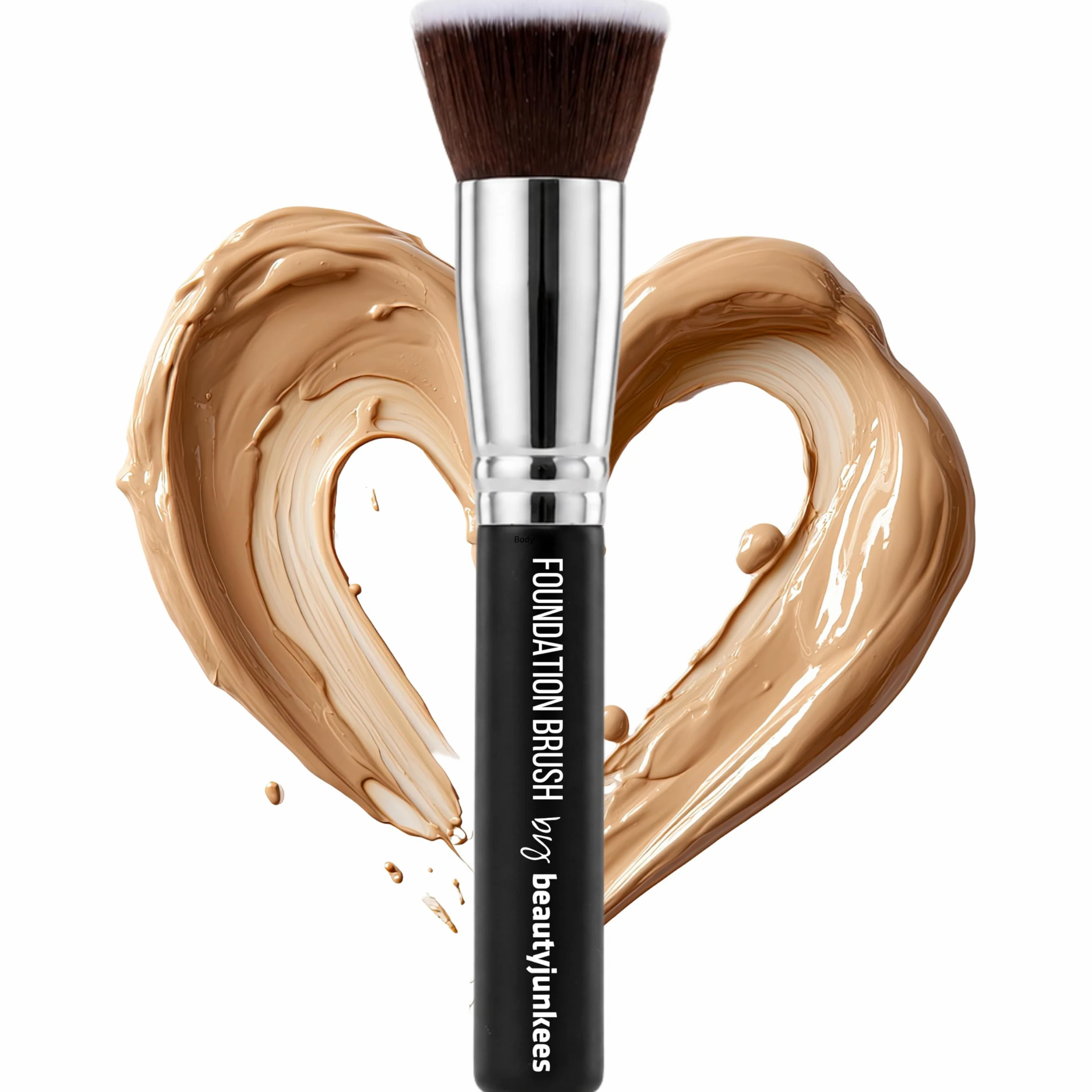 Pennello piatto Kabuki per fondotinta, pennelli Beauty Junkees grandi e densi per il trucco del viso per liquidi, creme, cipria, lucidatura, miscelazione, applicatore per punteggiatura, brocha per