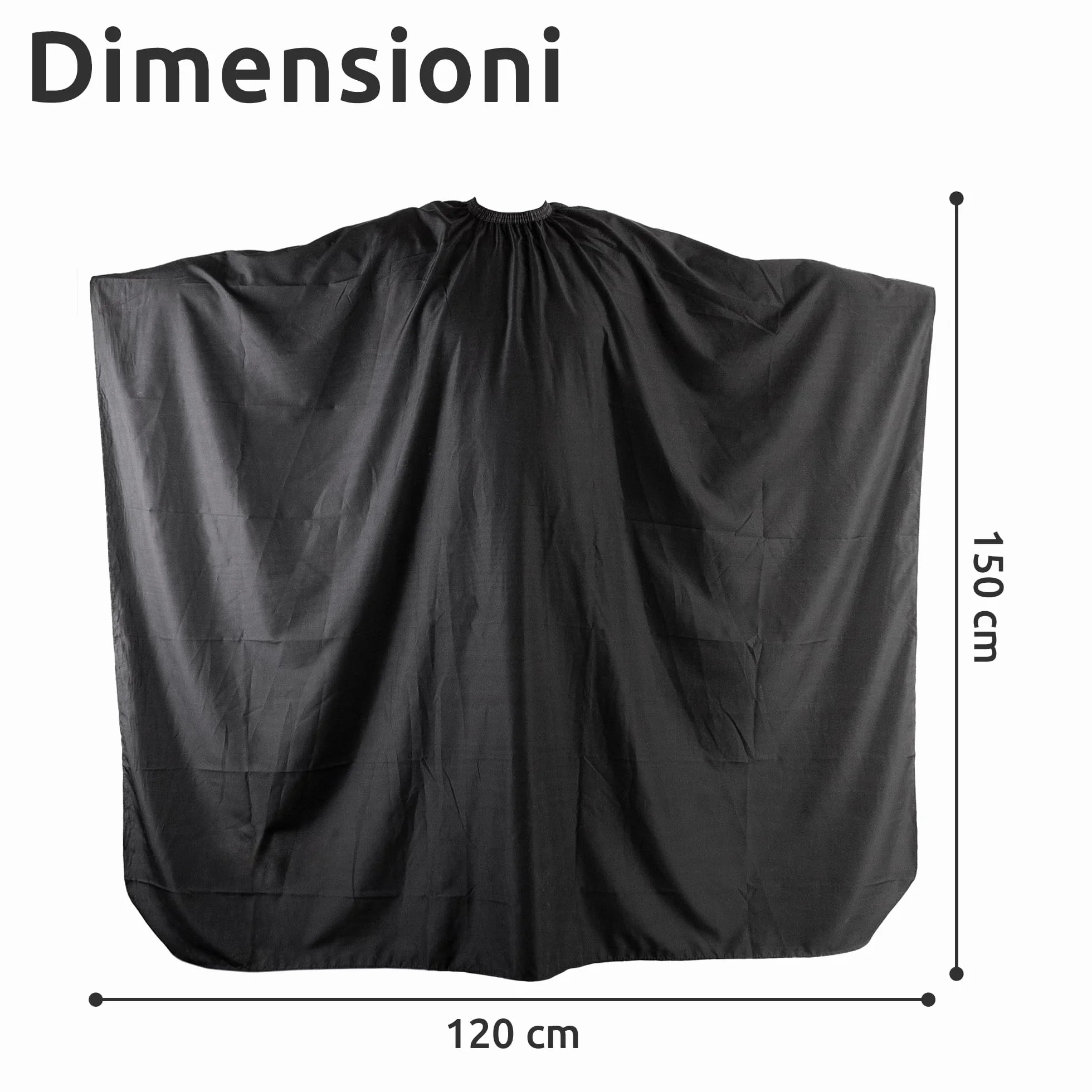 ECENCE Mantella Parrucchieri con chiusura a gancio Nero, 150x120cm, Mantella Barbiere Mantella Taglio Capelli professionale, idrorepellente