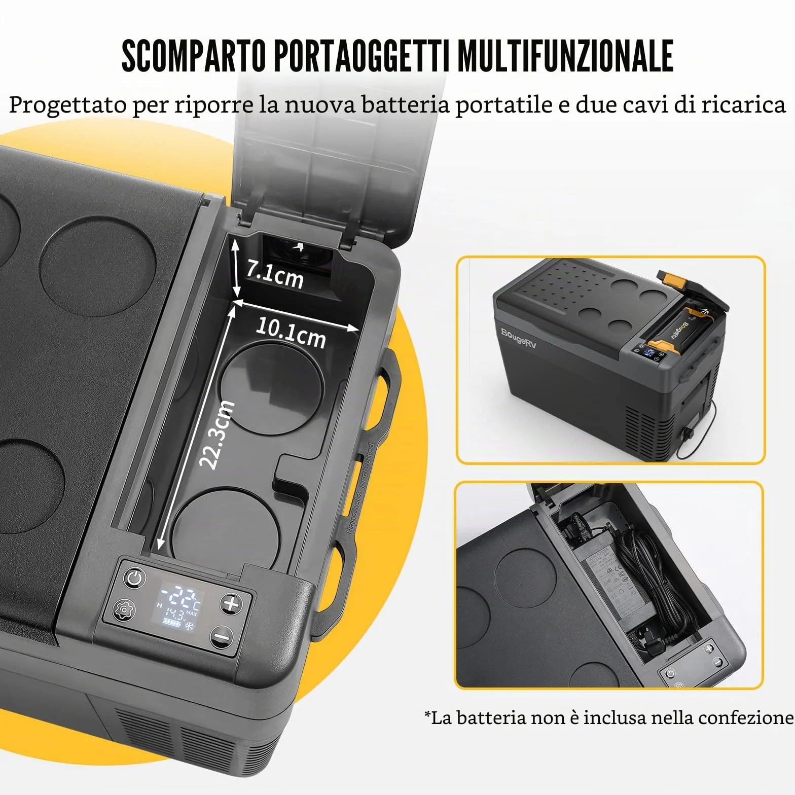 BougeRV CRPRO Frigo Portatile 29 litri -22°C 10°C 12/24V CC 110-240V CA Compressore 12V Campeggio Nero