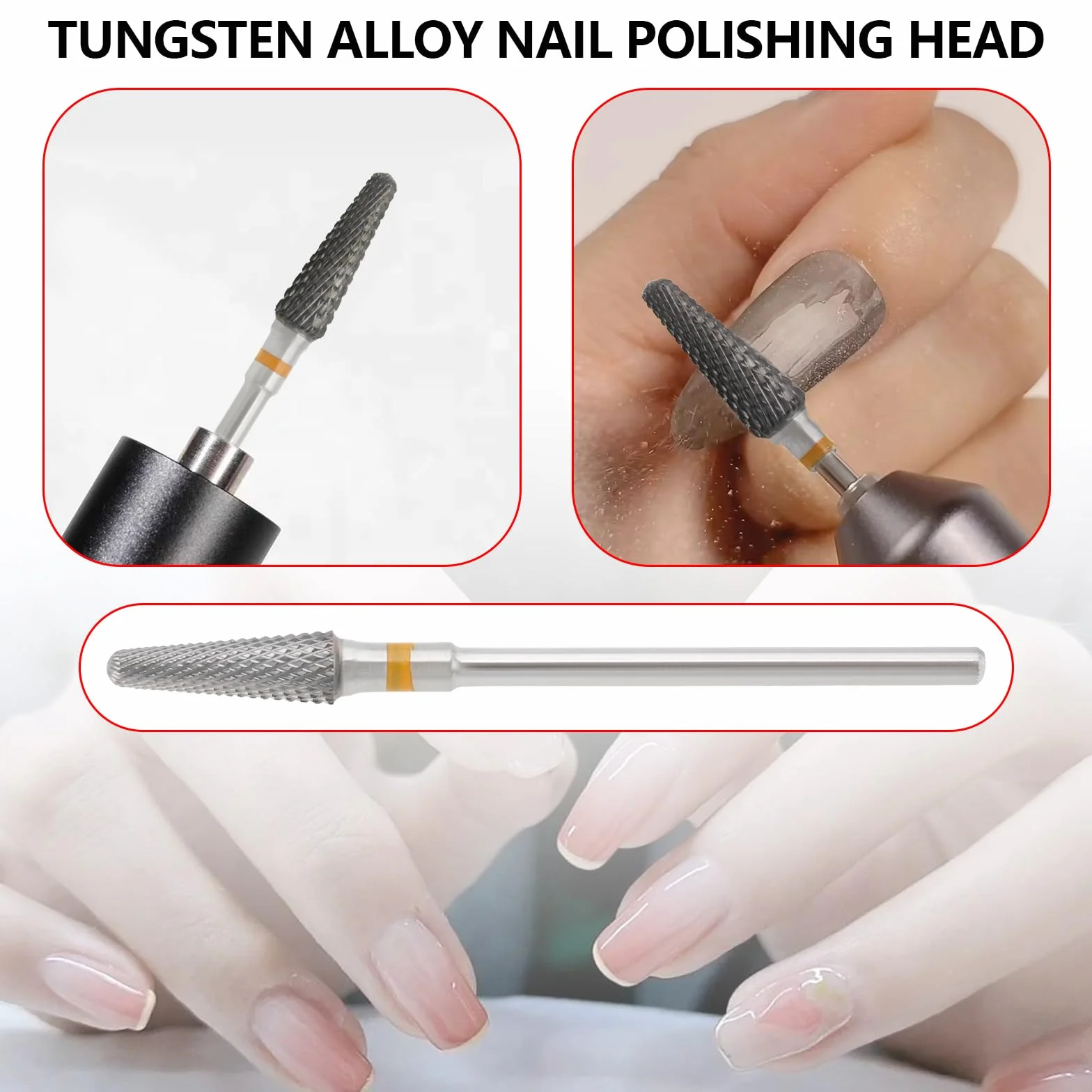 Punta per fresa in metallo duro 2,35 mm per trapano elettrico manicure rimuovere cuticole gel (XF giallo denti extra fini)