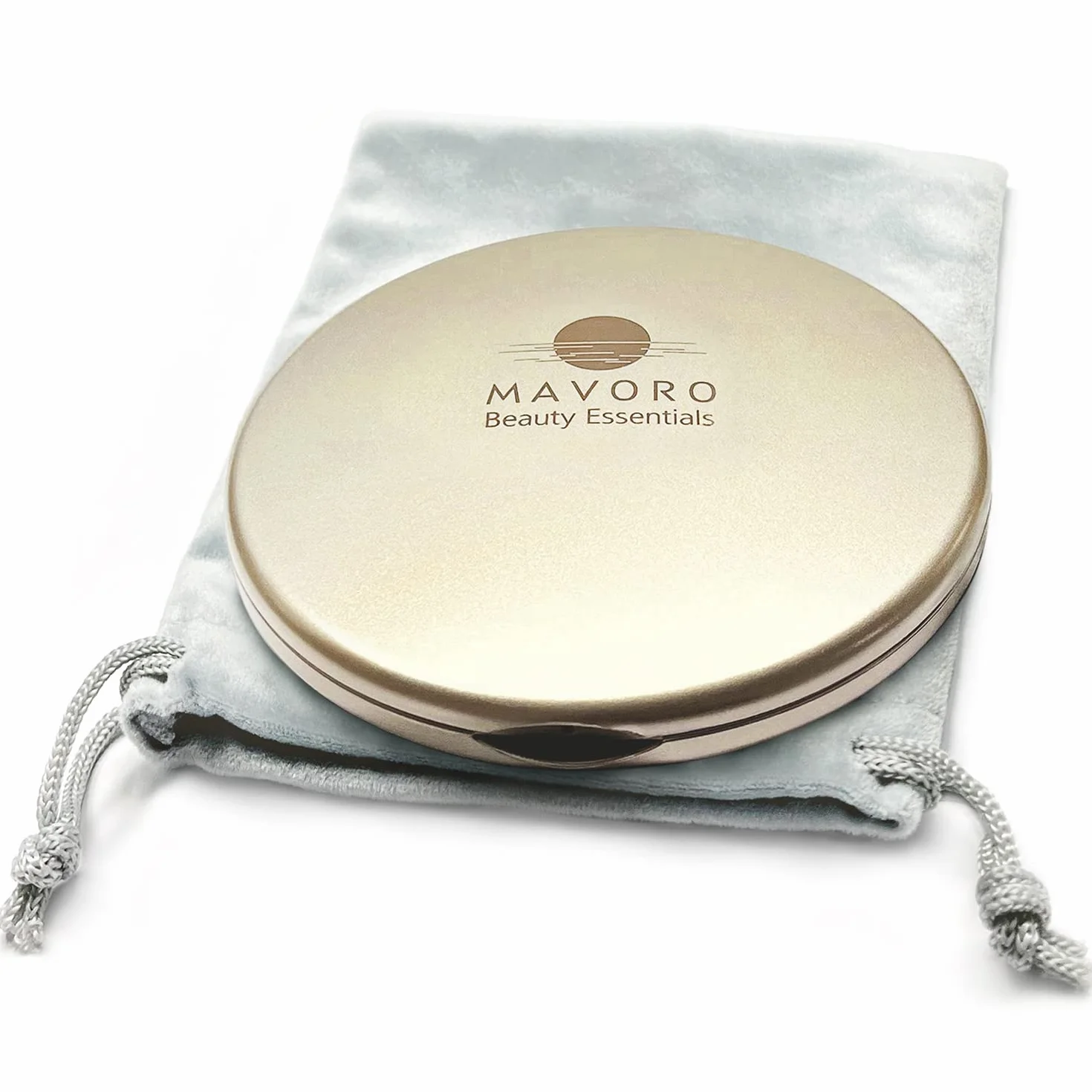 Specchio Compatto 10X per Borse, Specchio da Viaggio a due Lati Trucco, 10cm Tascabile Piccolo (Champagne Oro)