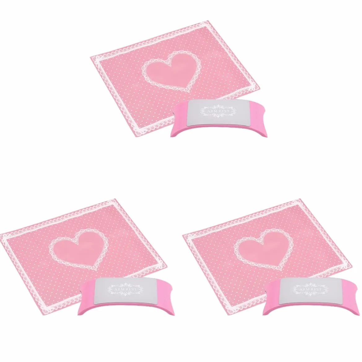 FRCOLOR 3pezzi Cuscino Silicone Per Manicure Tappetino Portatile e Lavabile Per Unghie Strumento Professionale Per Estetiste Art Rosa