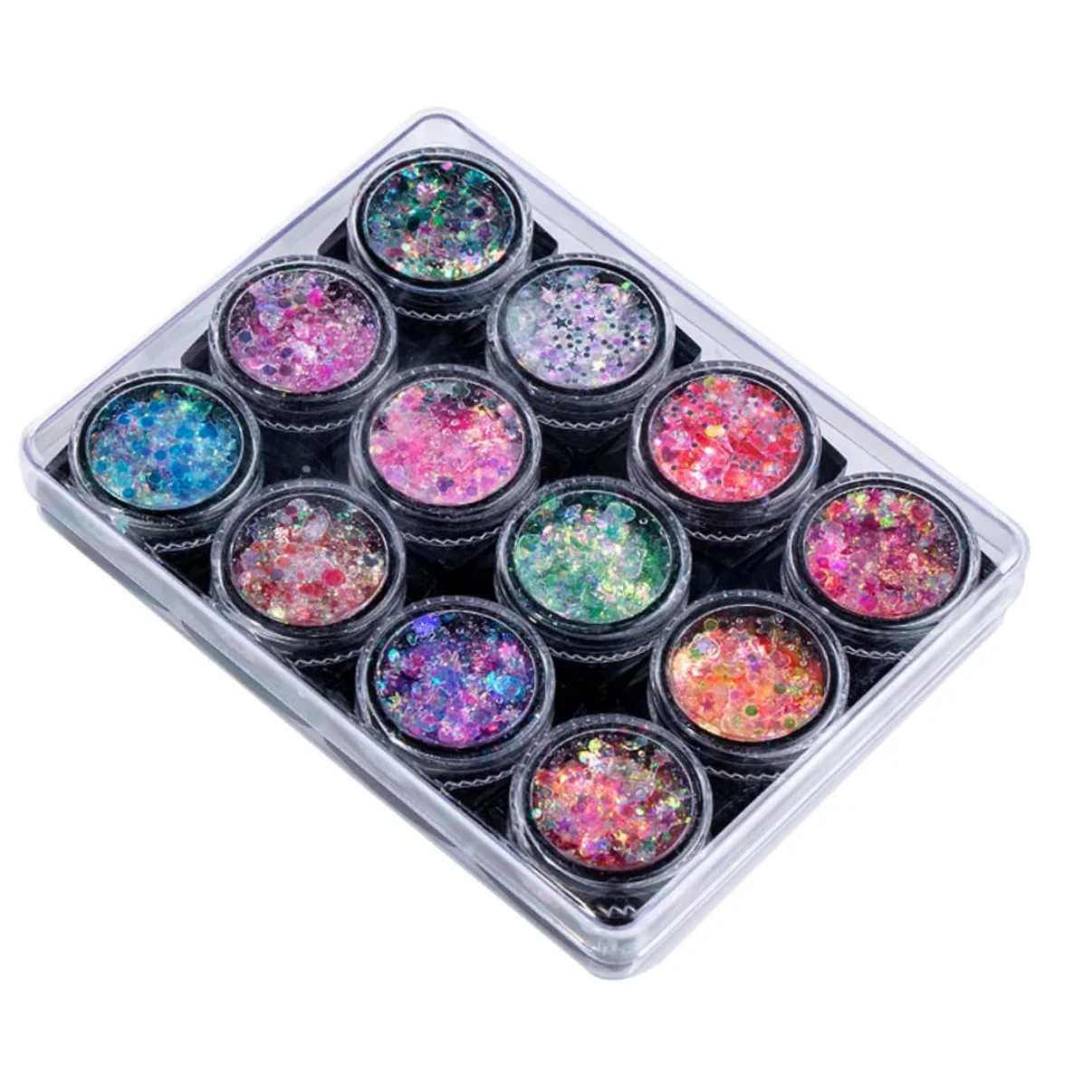 DOITOOL Set Da 3 Pezzi Per Il Trucco Con Paillettes 12 Colori Gel Per Il Corpo Con Paillettes Gel Per Il Viso Unghie Glitter Illuminante Per Feste Uso Quotidiano