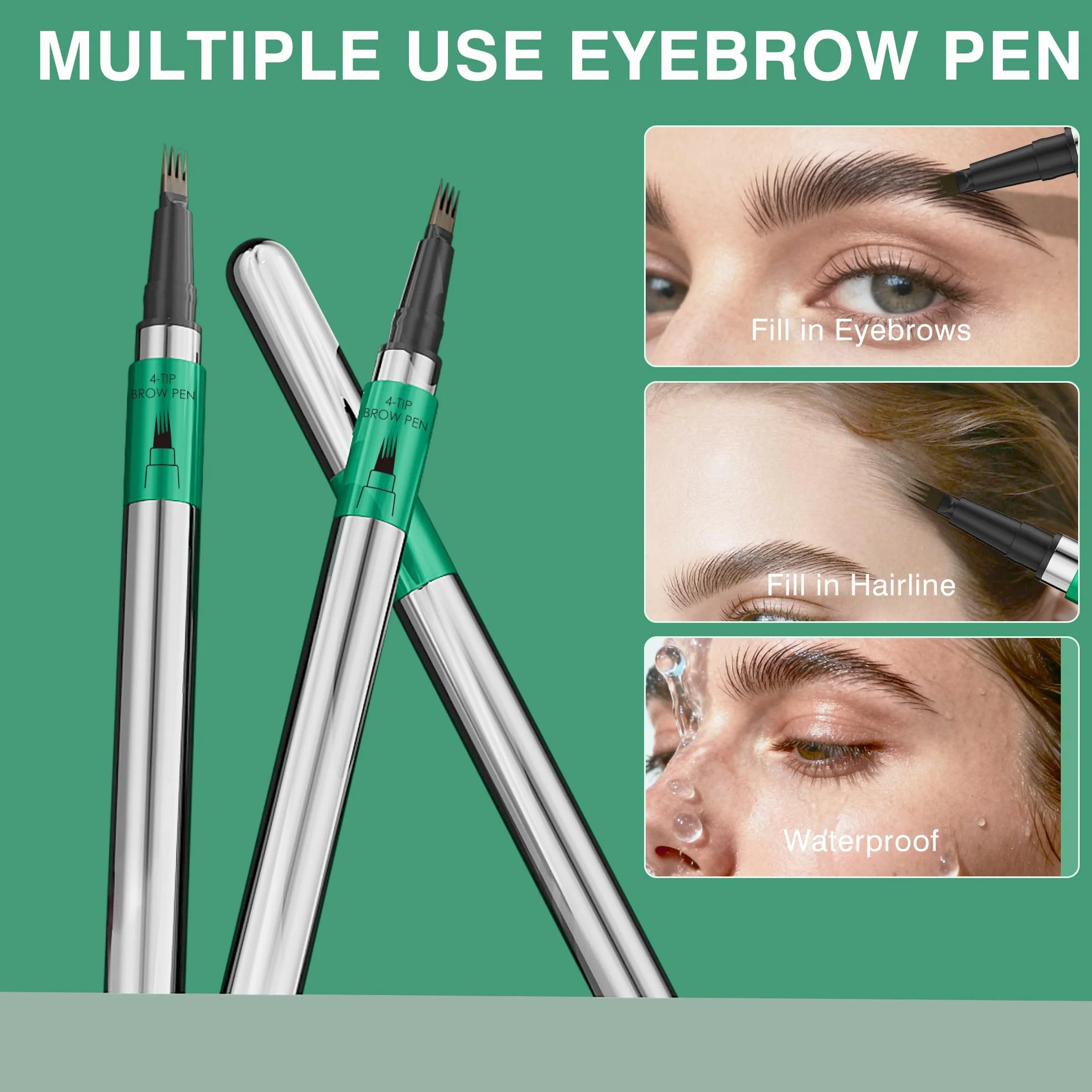 Penna Sopracciglia Effetto Pelo - Matita Sopracciglia Waterproof & No Transfer, Lunga Durata fino a 12H, Effetto Microblading Naturale, Cruelty-Free, Punta Sottile e Precisa (03 Dark Brown)
