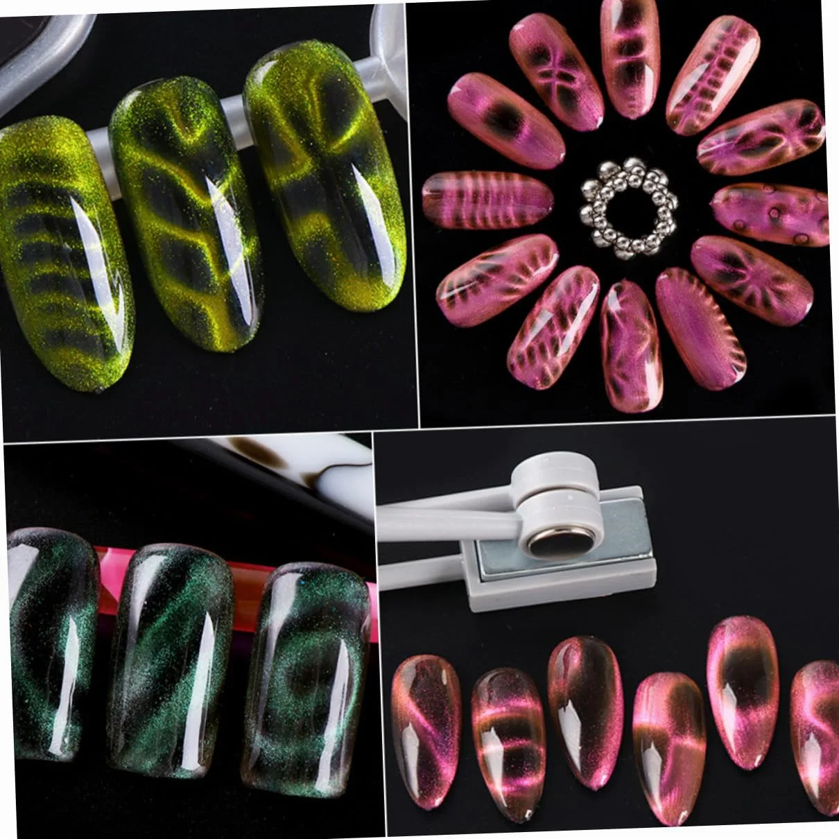 Housoutil 16pezzi Penna Magnetica Per Unghie Cat Eye Strumenti Magnetici Per Nail Art Colori Random Per Manicure Creativa e Unica Adatta Per Salon e Uso Domestico