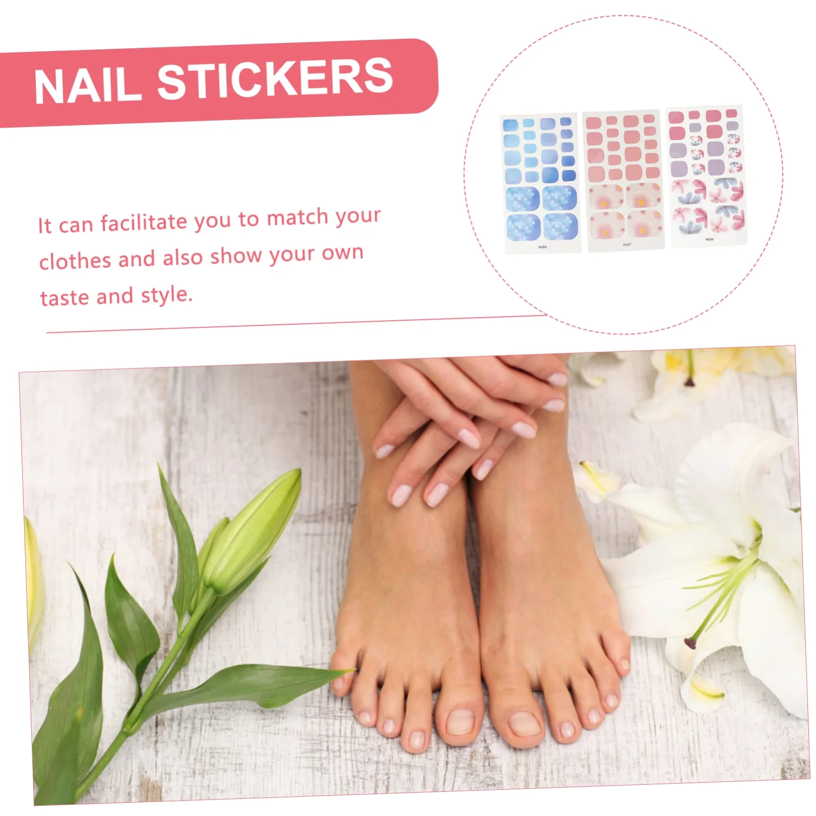 PACKOVE 5 Set Adesivi Per Unghie Dei Impermeabili Decorazioni Per Manicure Te Nail Art Stickers Per Donne E Ragazze Facili Applicare E Rimuovere 6 Fogli*5