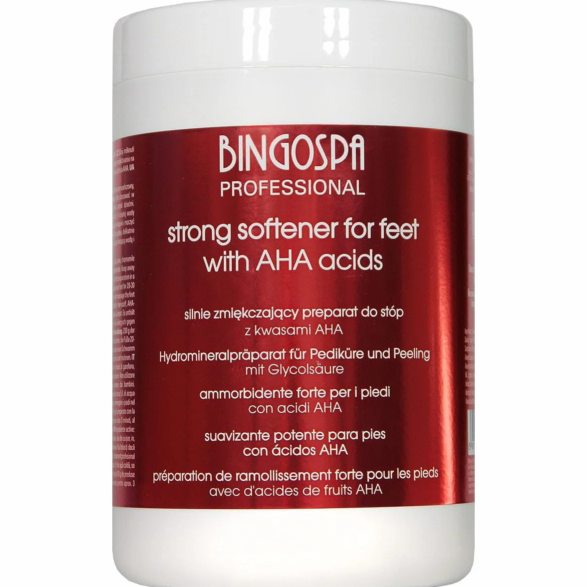 Preparazione del piede fortemente ammorbidente con acidi AHA - 1000 g BINGOSPA