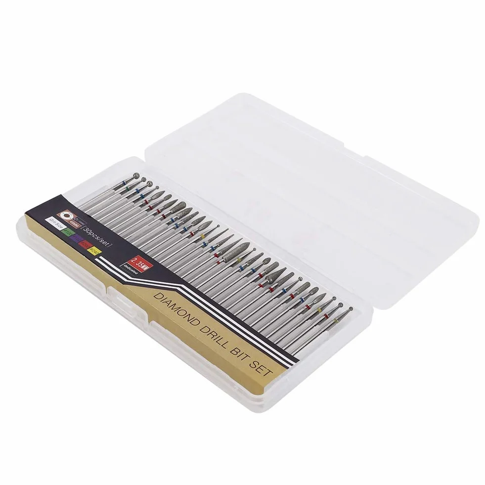 Punta per trapano per unghie Testa smerigliatura diamanti Trapano nail art Kit testa smalto Accessori macchine nail art 30Pcs Set