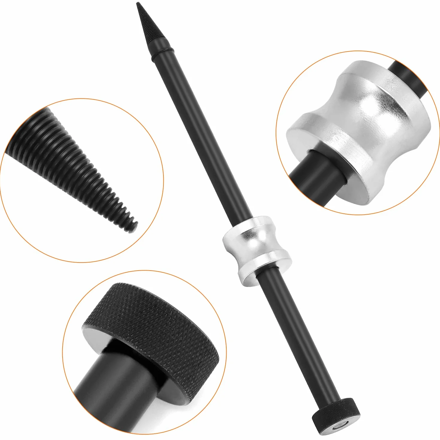 QWORK Estrattore per guarnizioni iniettori, Acciaio al Carbonio, Universale per Auto, 4.5 mm -13.2 mm, Nero