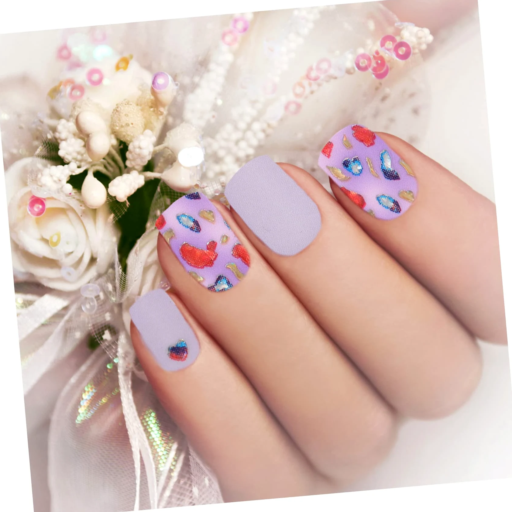 FOMIYES 5 Set Di Adesivi Per Nail Art Con Retro Adesivo A Forma Di Diamante Decalcomanie Per Manicure Per Unghie 6 Fogli * 5