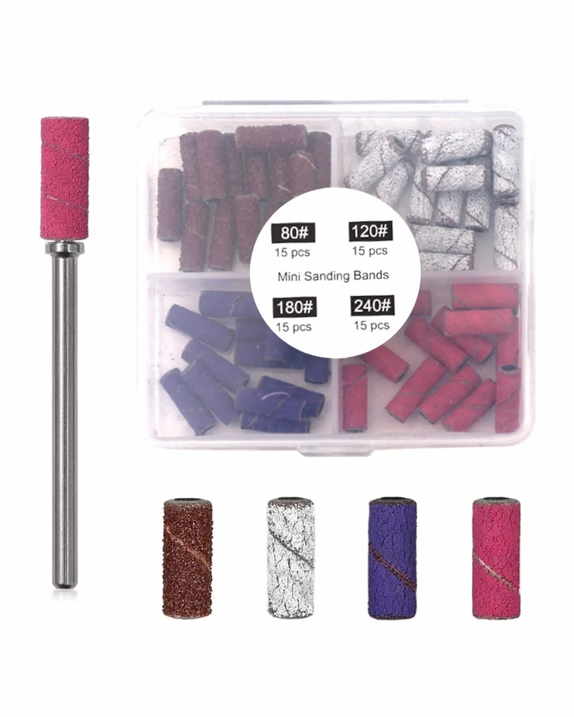 Fresa per Unghie Professionale 60 Pcs Granulometria 80/120/180/240 per Manicure e Pedicure