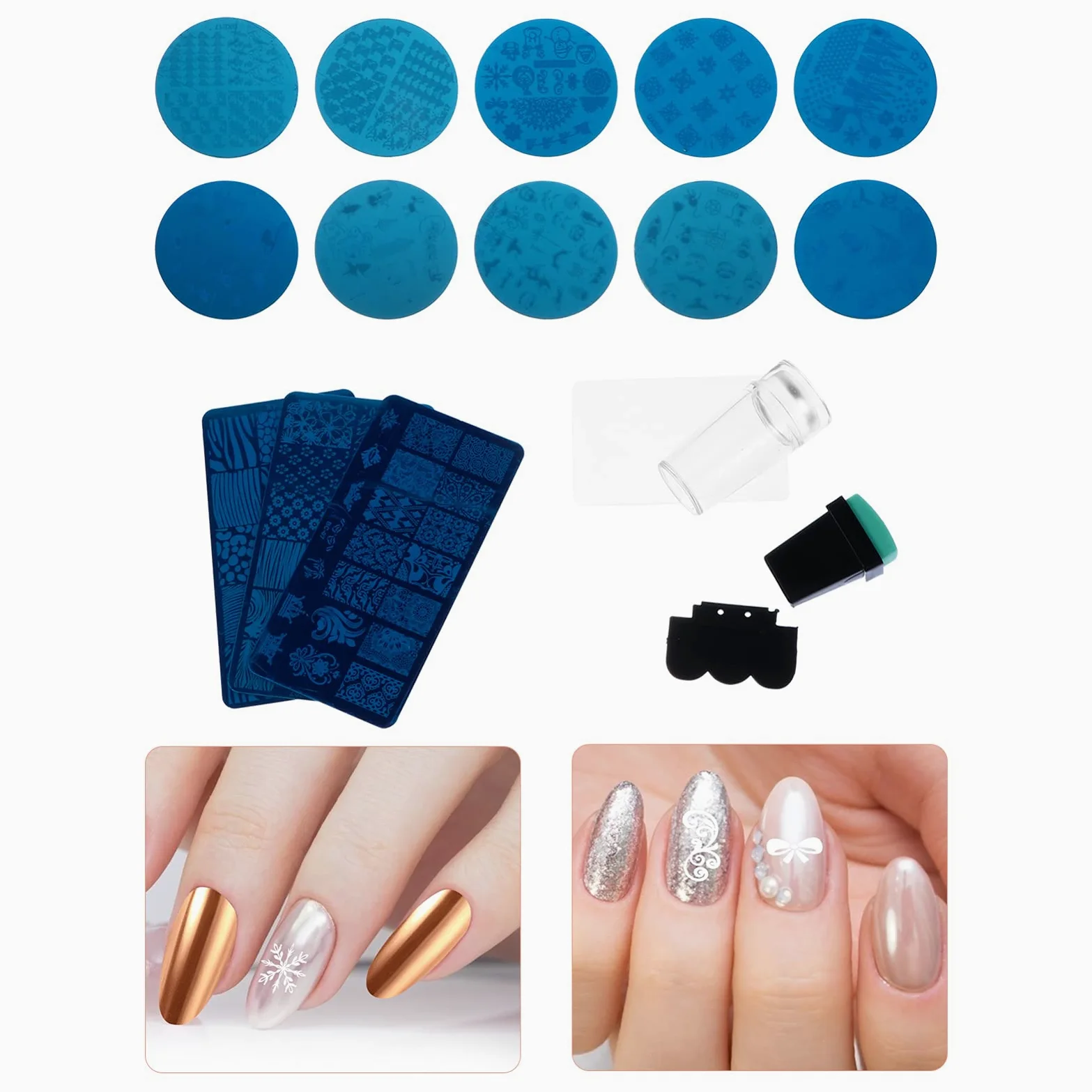 2 Set Piastre Stamping Per Unghie Template Creativi Per Nail Art Te Stupendi Design Manicure E Pedicure Per E Appassionati Nail Art 13 Pezzi*2