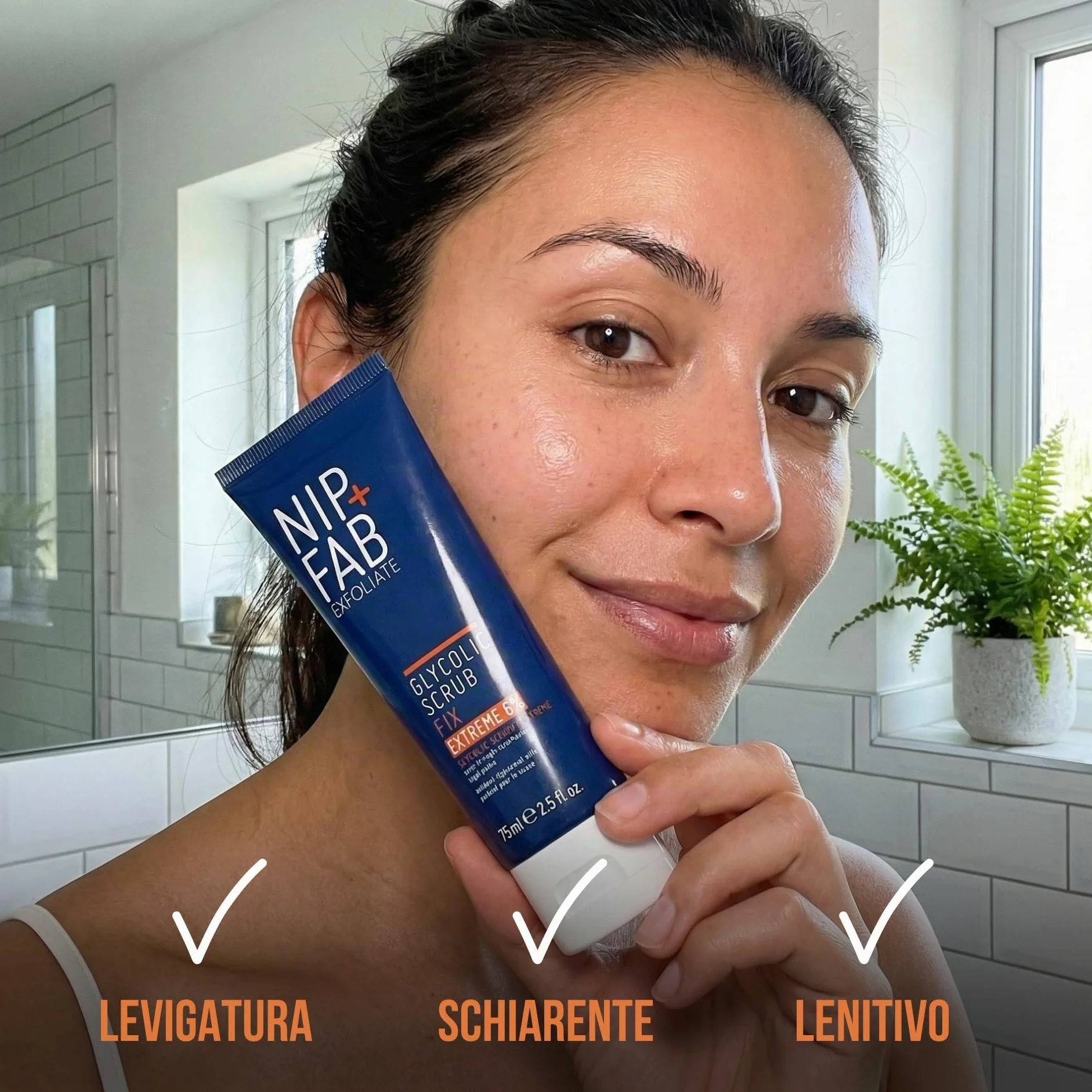 Nip + Fab Glycolic Fix Scrub Estremo – Peeling Viso con 6% Acido Glicolico – Peeling 3-in-1 AHA/BHA per Minimizzare i Pori e Levigare la Pelle, 75 ml