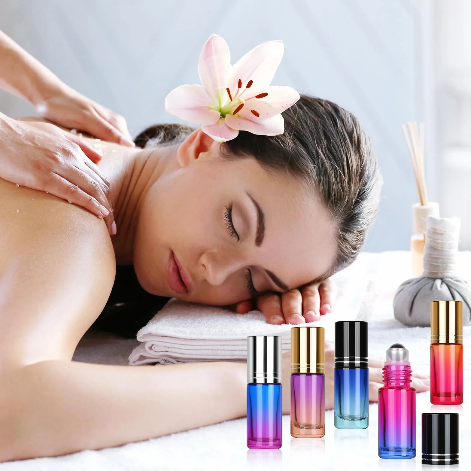15 Pezzi 5ml Gradiente Roll On Bottiglie con Sfera in Acciaio Inossidabile,Roll on Vuoto per Oli Essenziali, Roll on Vuoto per oli Essenziali per Profumo, Olio Essenziale, Aromaterapia
