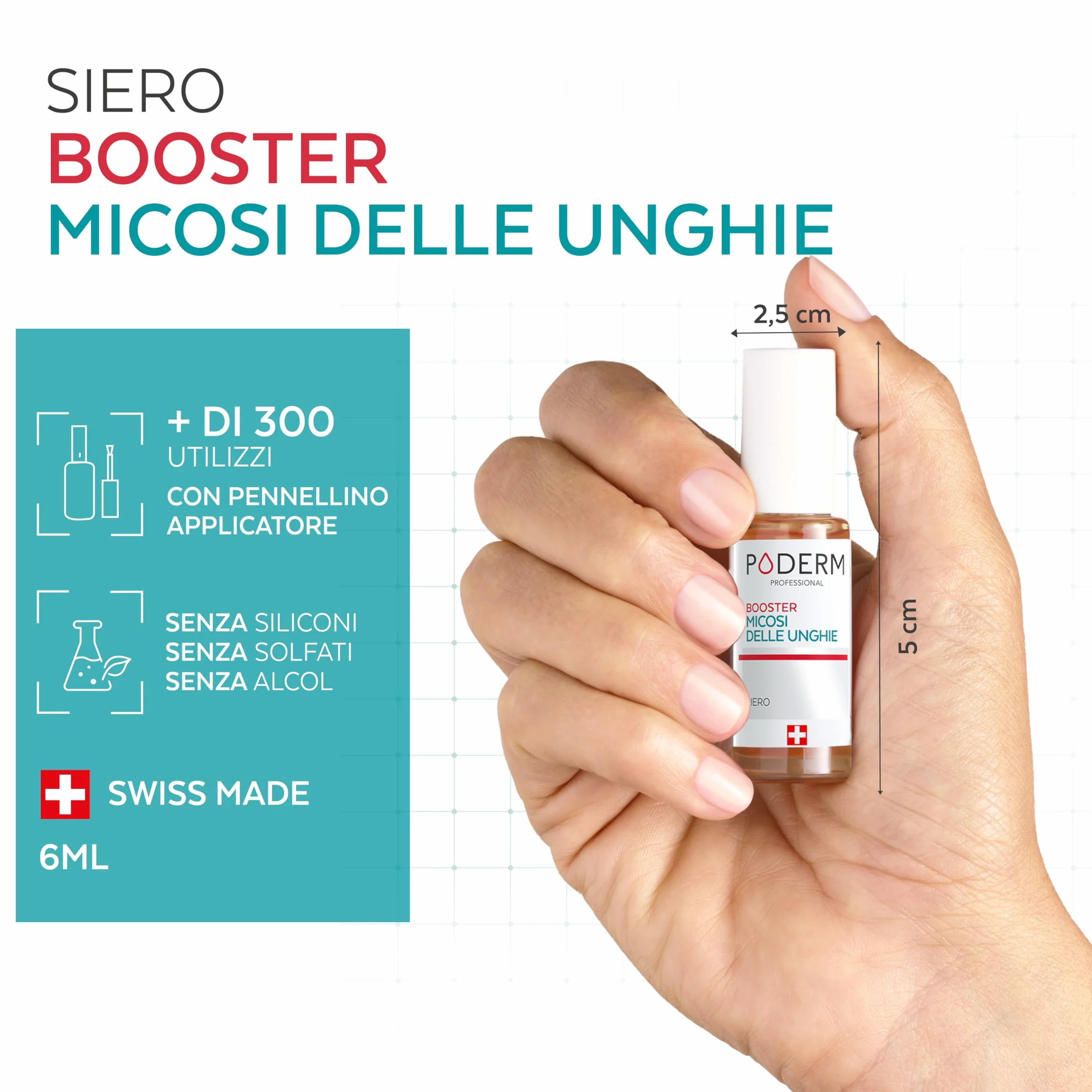 Trattamento micosi unghie piedi PODERM COMPLEMENT BOOSTER Prodotto in Svizzera