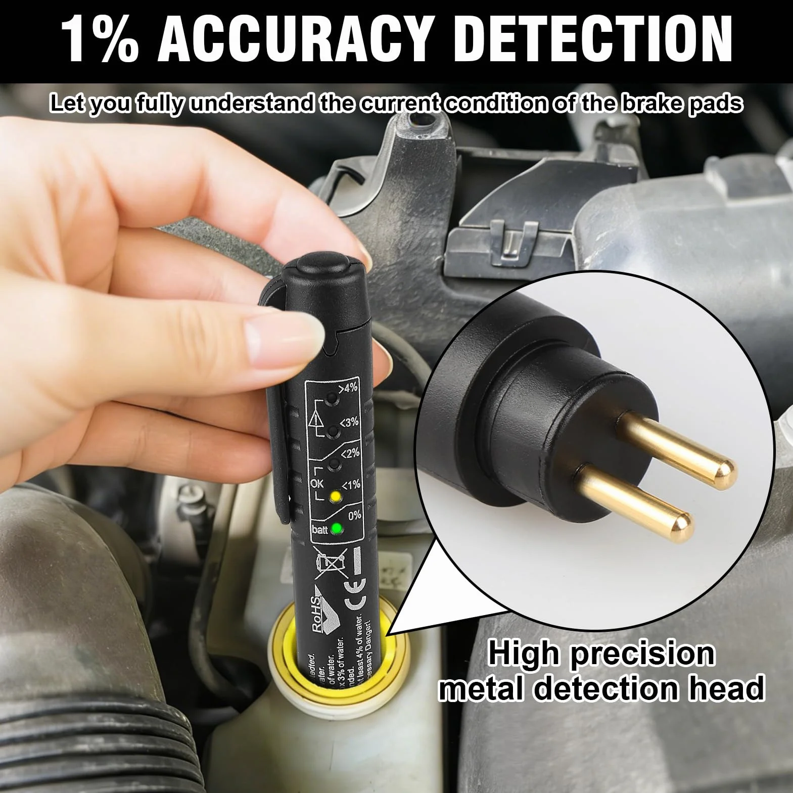 Aivane Tester Liquido Freni DOT3 DOT4 DOT5 LED Indicatore Universale Portatile Rilevatore Umidità Automotive