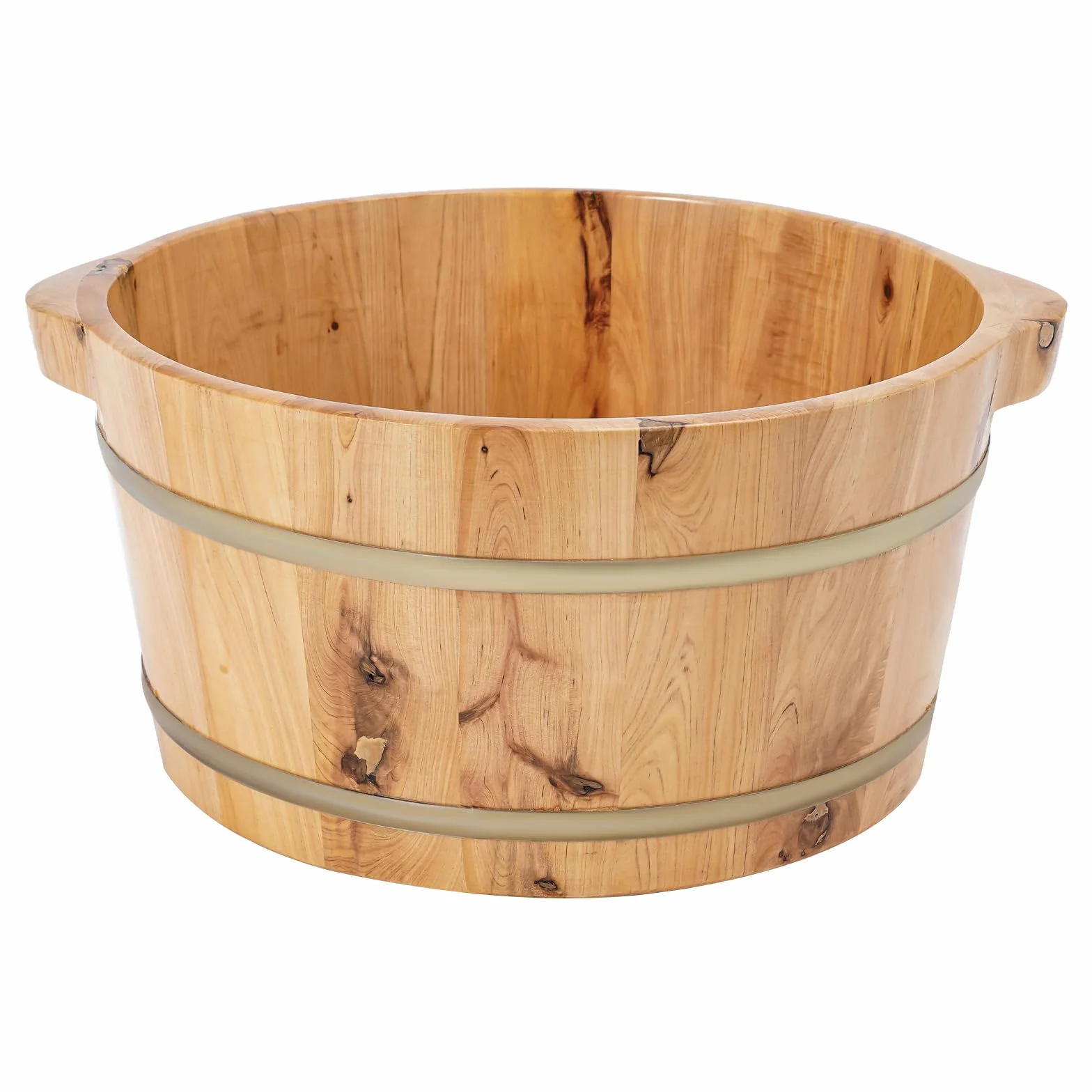 Vasca da bagno per piedi in legno di cipresso di alta qualità, spazio sufficiente (38 x 38 x 20 cm), per famiglia, pediluvio dei piedi, colore legno